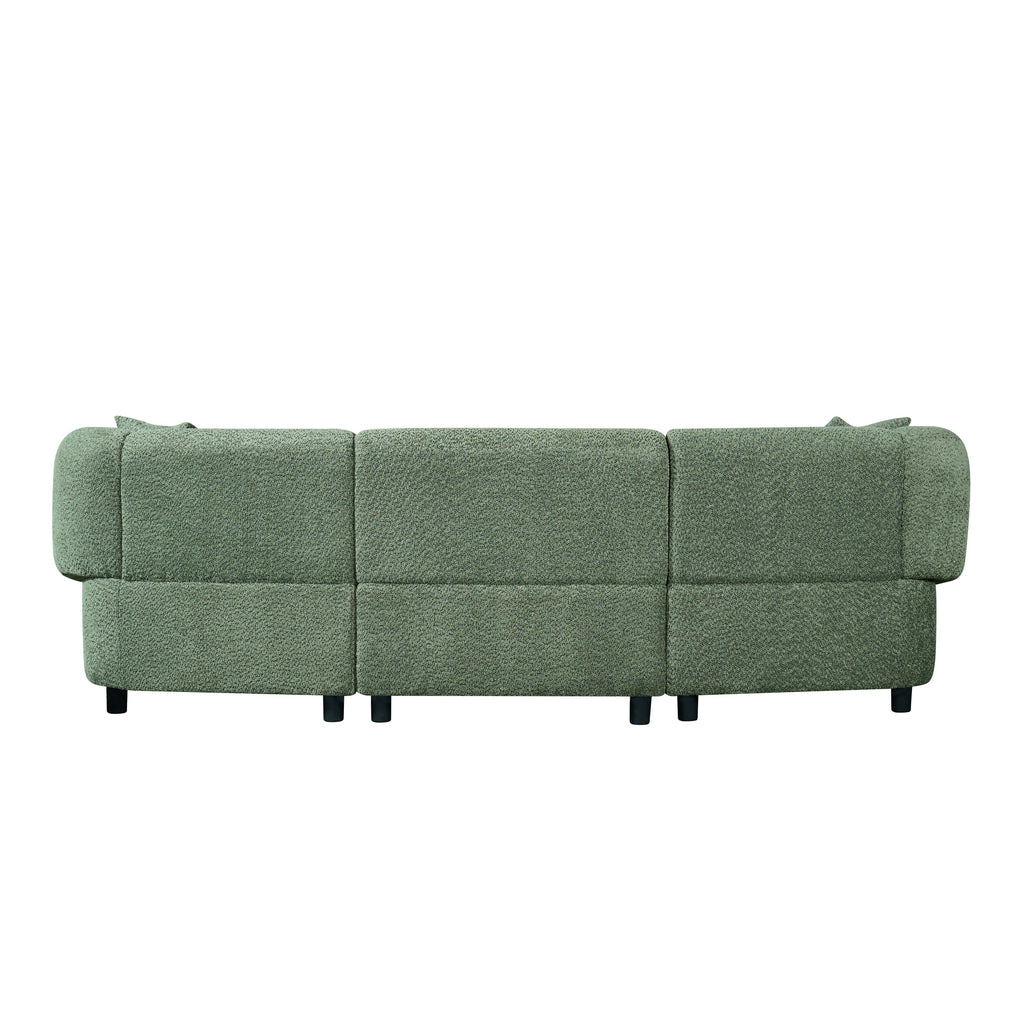 98.5 ' Curved Designed Contemporary 3-Seater Sofa in Green: Plush Seating, Streamlined Design, and Durable Frame – Ideal for Stylish Living Spaces