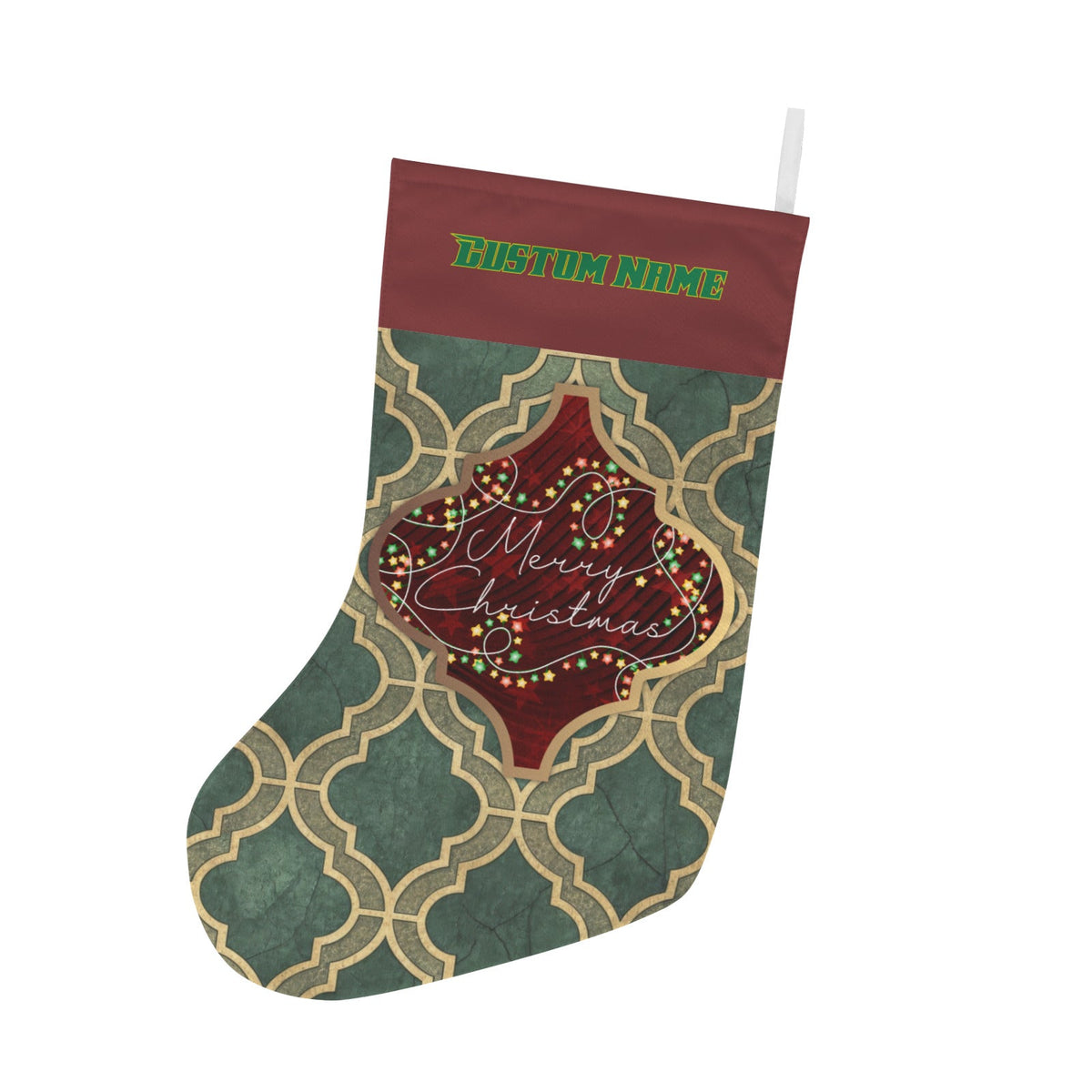 Personalizable Christmas Arabesque Tile Christmas Stocking (Made in USA)