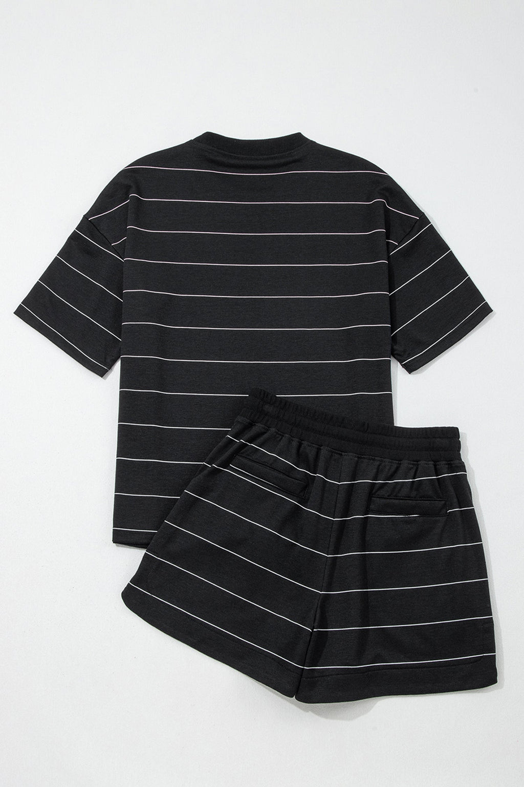Stripe Short Sleeve Tee & Drawstring Shorts Set