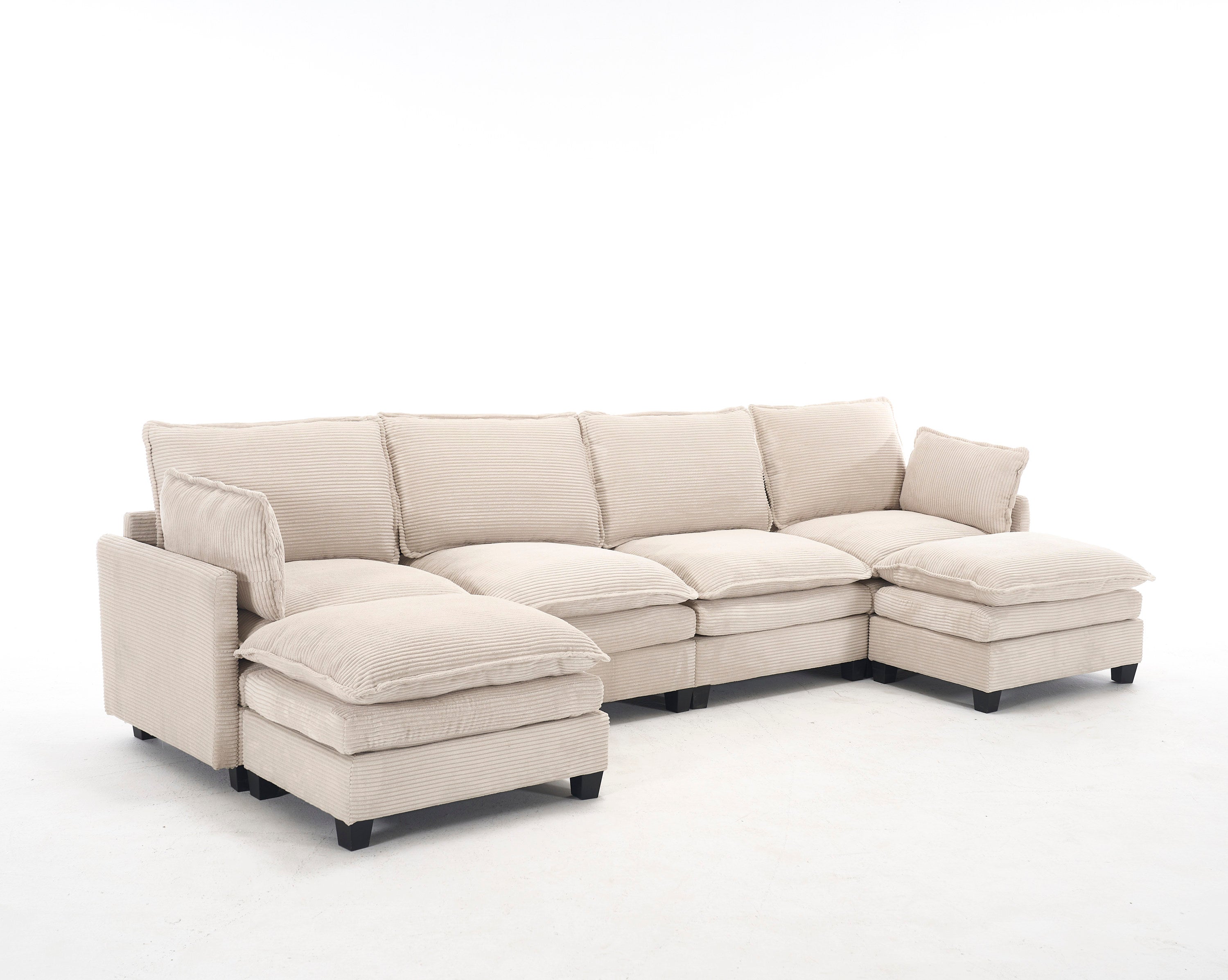 [VIDEO provided][New]Oversized Modular Sofa ,  Velvet Large U-Shaped Couch Comfy Upholstered 4-Seat Sofa with 2 Ottoman,2 Lumbar Pillow, Deep Seat Couch for Living Room