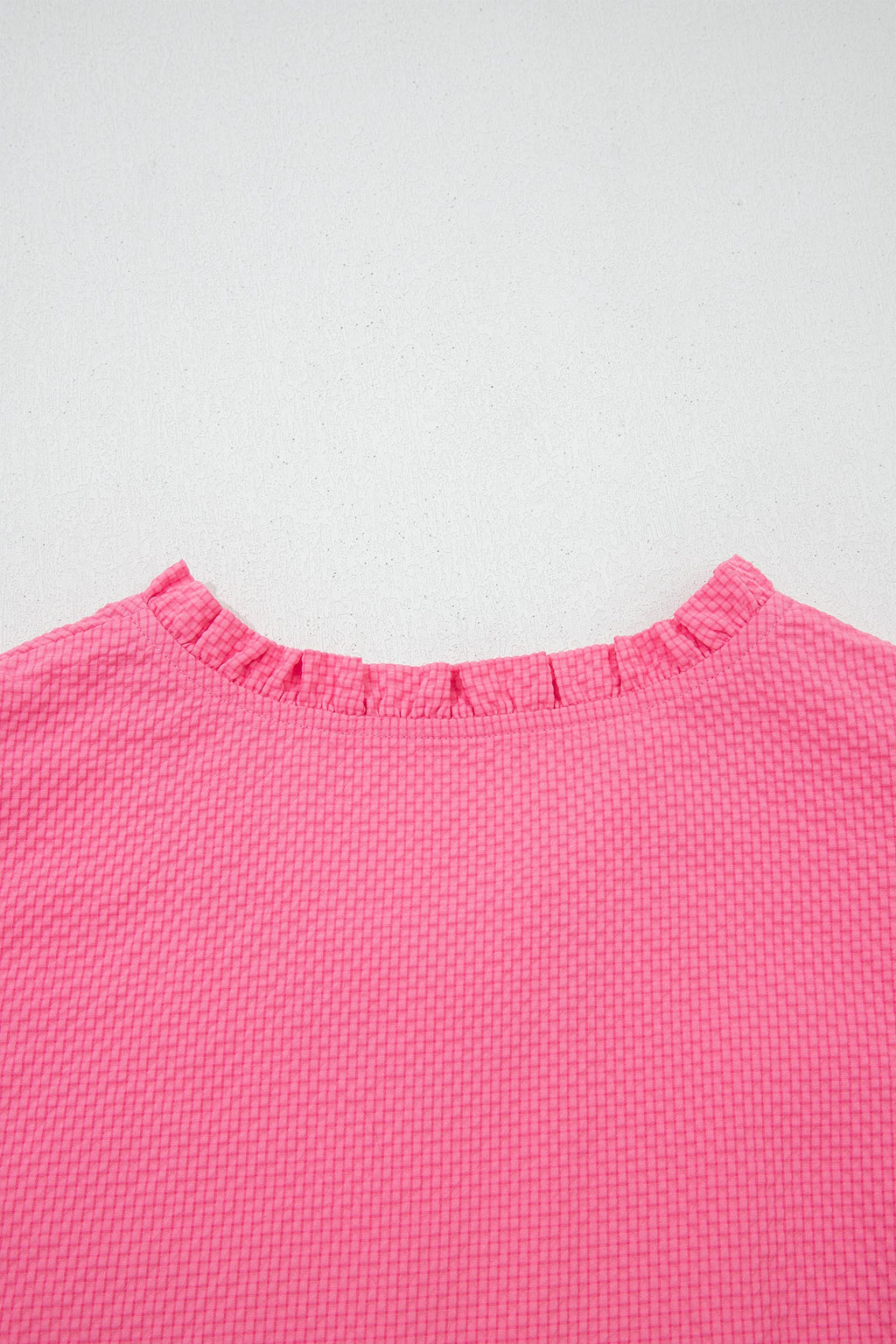 Flower Embroidered Puff Sleeve Frilled V-Neck Blouse