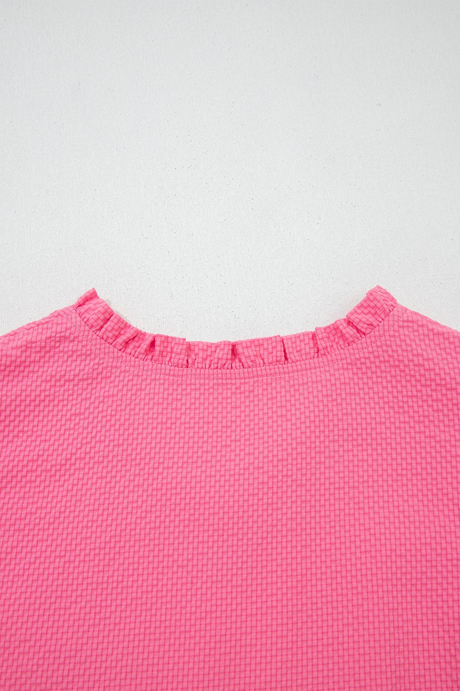 Flower Embroidered Puff Sleeve Frilled V-Neck Blouse