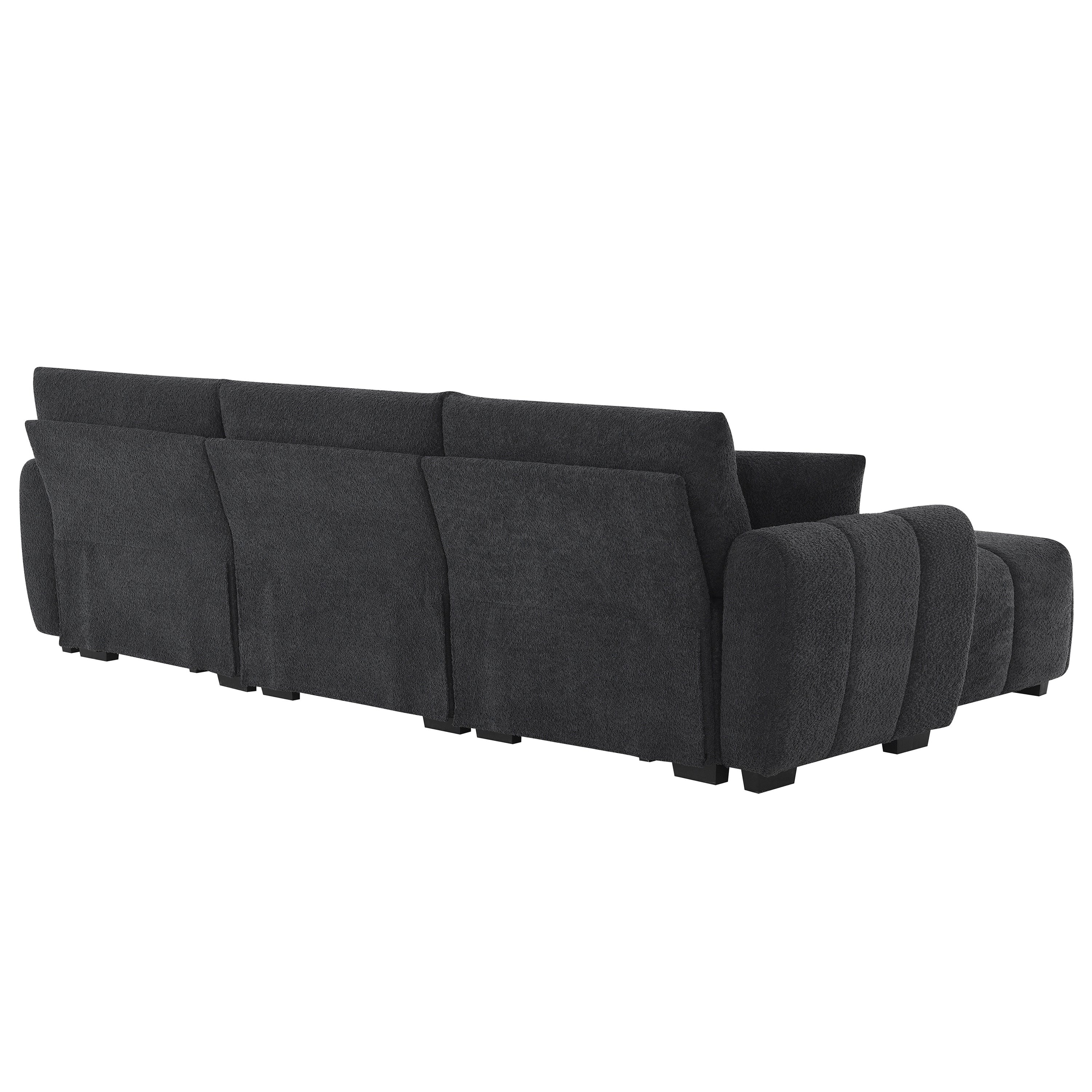 [VIDEO] 110' Modular Sectional Sofa, L Shape with Extra-large Seat, Pull-line Design, Movable Ottoman, High Density Foam, Free Combination, Sturdy Metal&Wood Frame, Boucle Fabric, 3 Colors