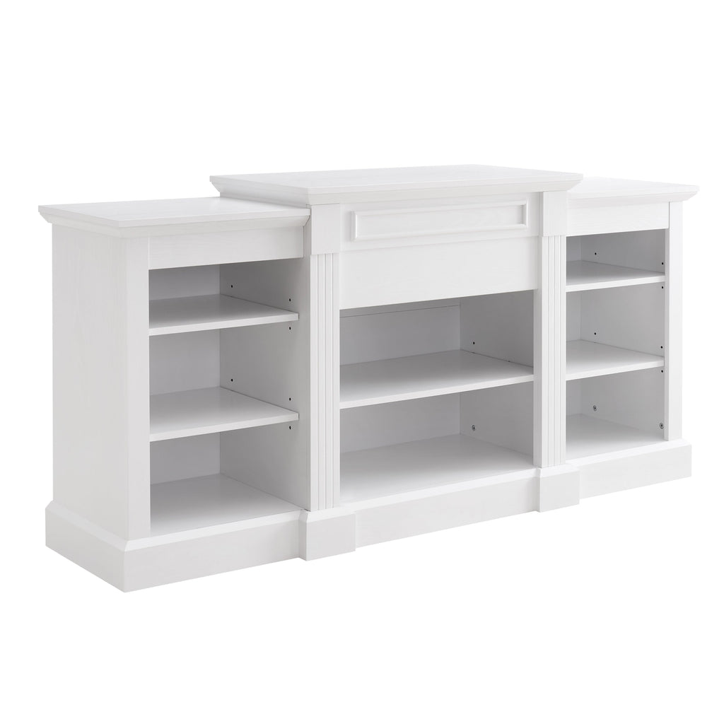 Media Console Table with Large Storage Cabinet, Modern TV Media Entertaionment Stand, White, 65.75'W*17'D*32.48'H