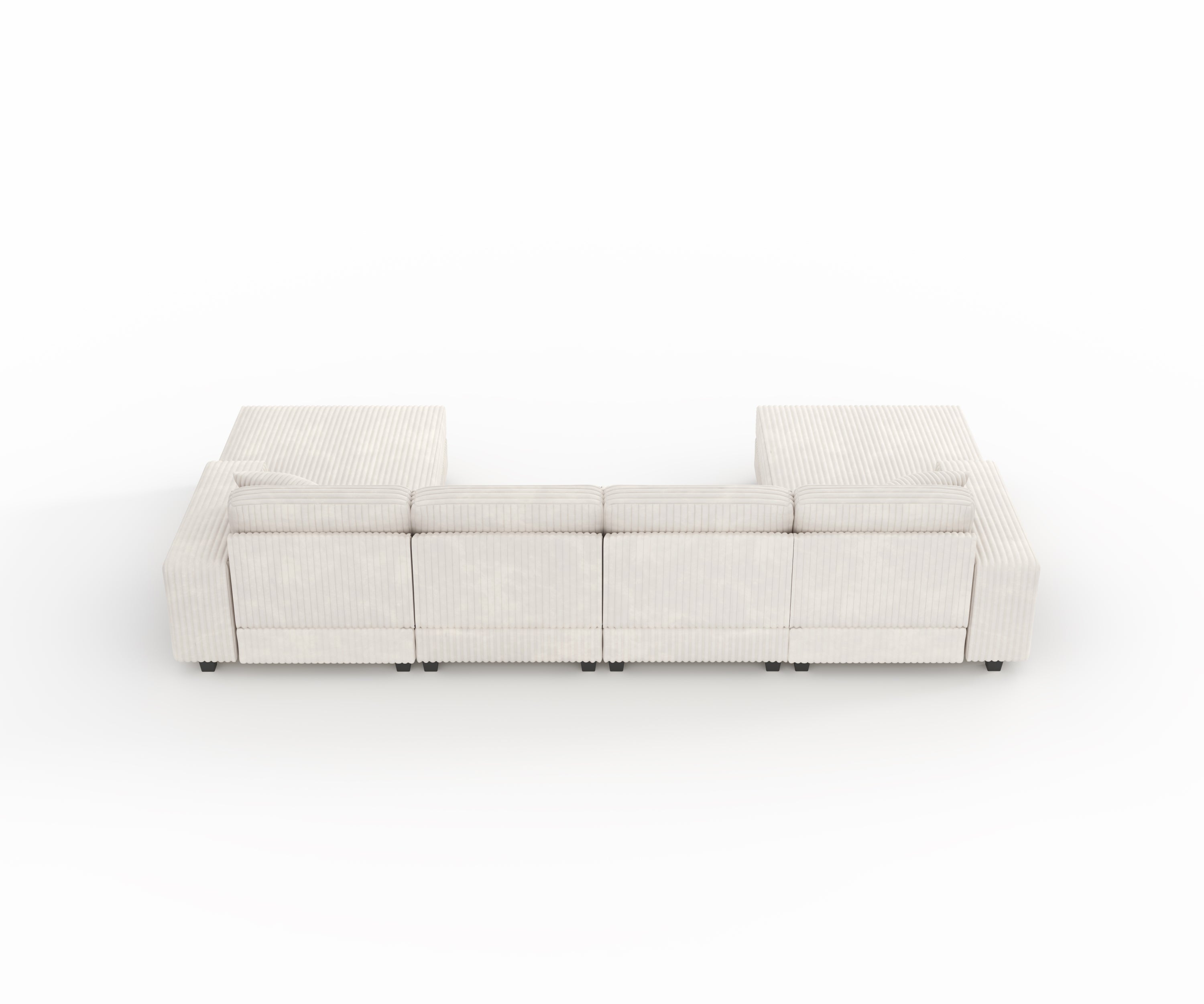 Convertible U-shaped Combination Sofa, Corduroy Fabric, Modern Comfortable Large Size 4 Seat Sofa, Living Room Double Lounge Chair,Beige