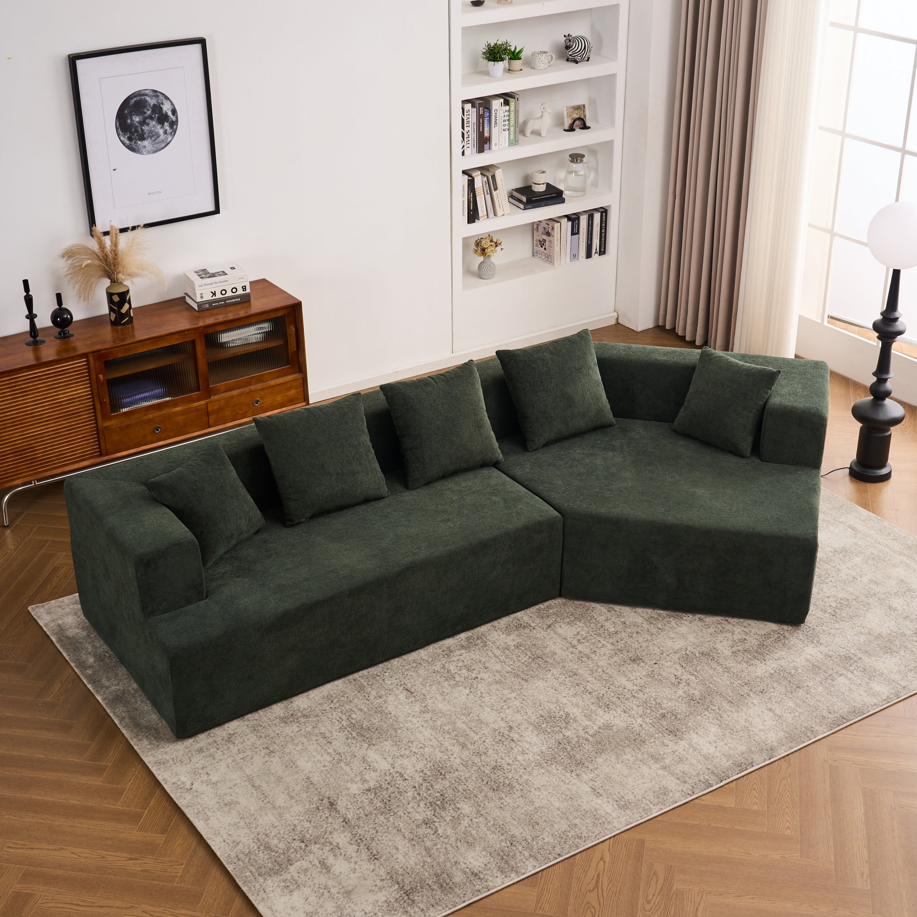 Memory Foam Couch, No Installation & Easy to Transport, Deep Seat Modern Sofa with Chenille Fabric, Couch for Living Room, Bedroom, Apartment, Home Office