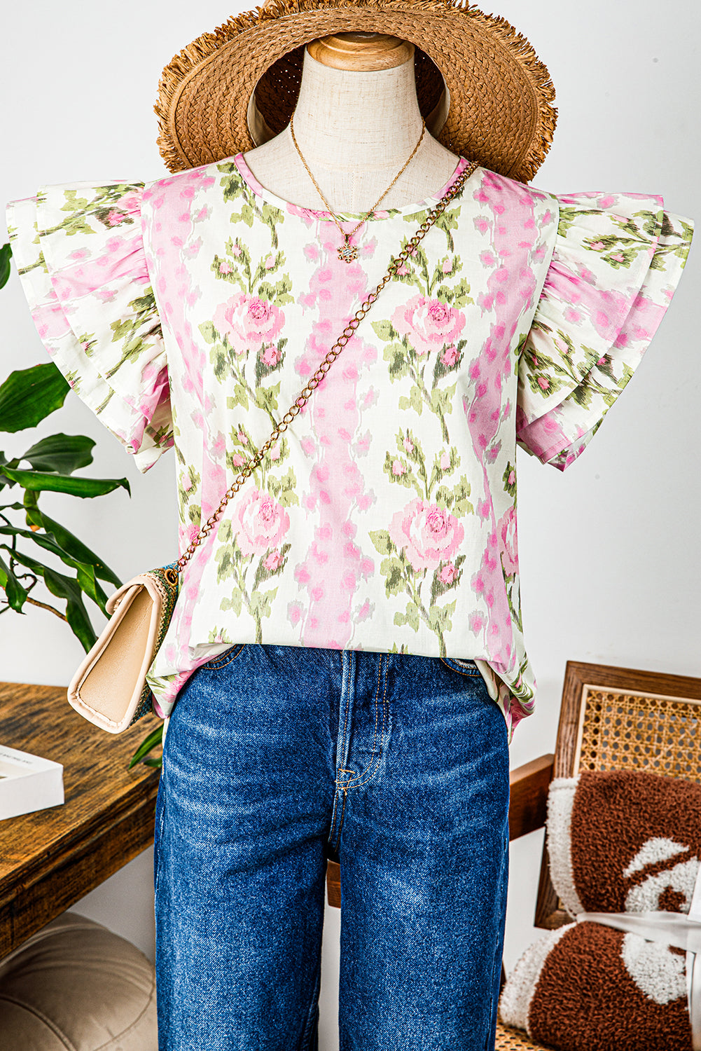 Floral Ruffle Short Sleeve Top