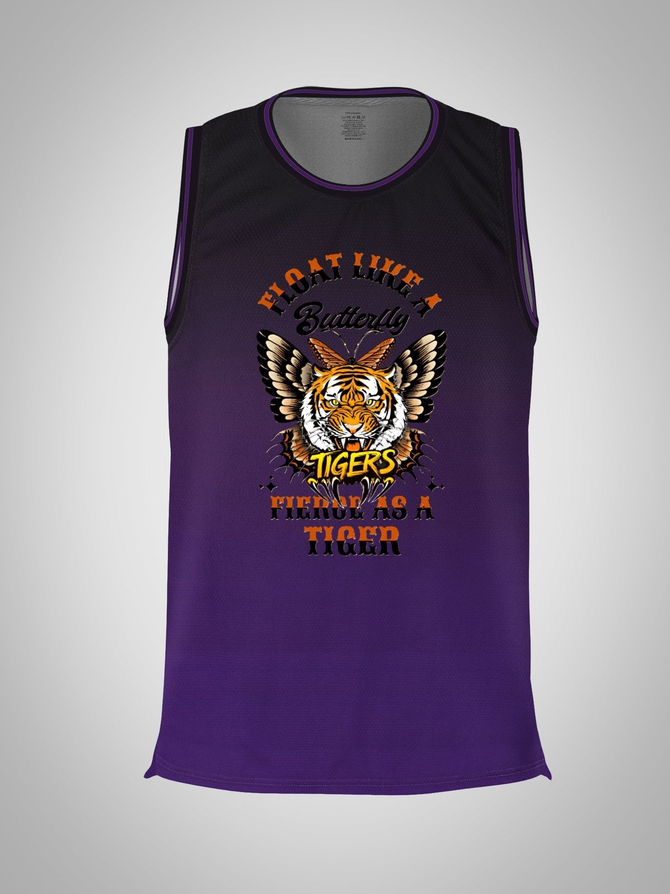 Float Like a Butterfly Fierce as a Tiger Adult Purple Basketball Jersey | Ships From USA
