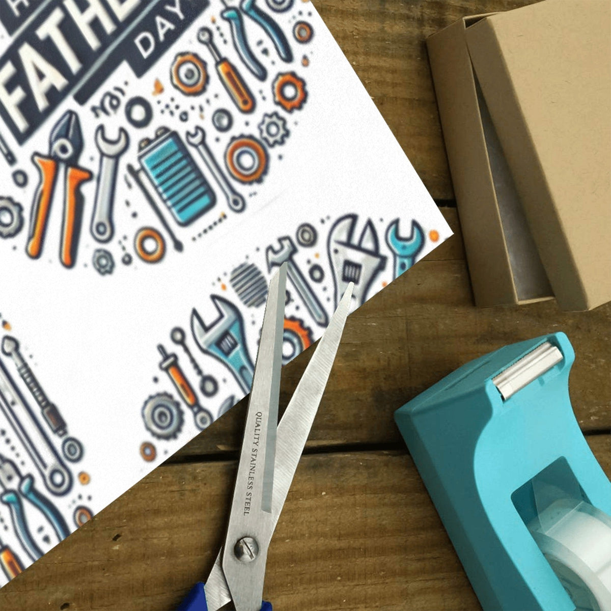 Happy Father's Day with Tools Custom Gift Wrapping Paper - 58"x 23" (Made in USA)