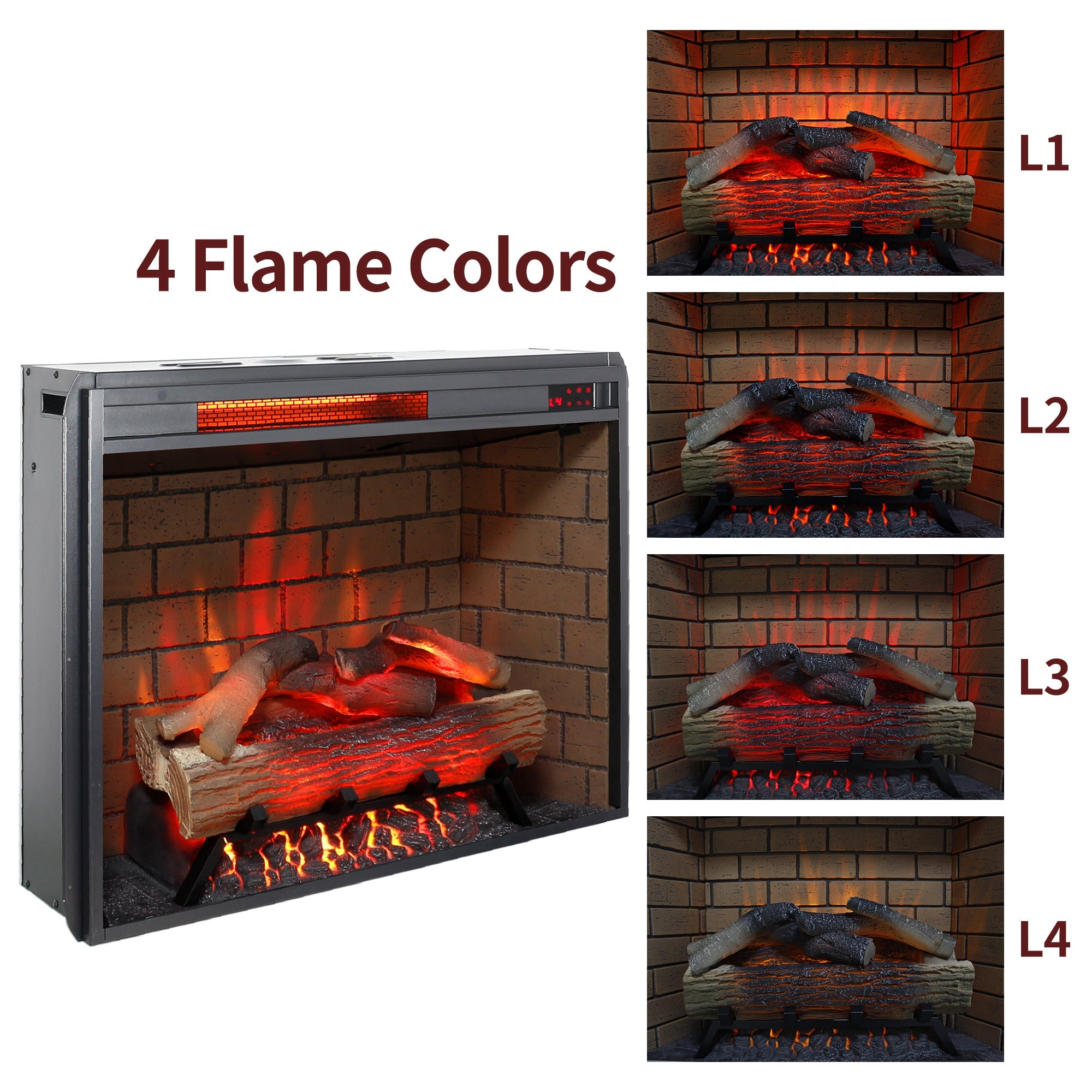 65' Fireplace TV Stand for TVs up to 75',with 28' Electric Fireplace and LED Light