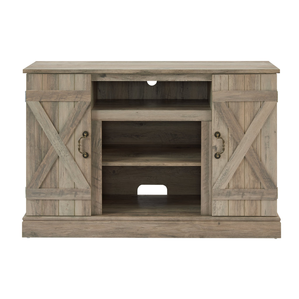 Farmhouse Classic Media TV Stand Antique Entertainment Console for TV up to 50' with Open and Closed Storage Space, Gray Wash, 47'W*15.5'D*30.75'H