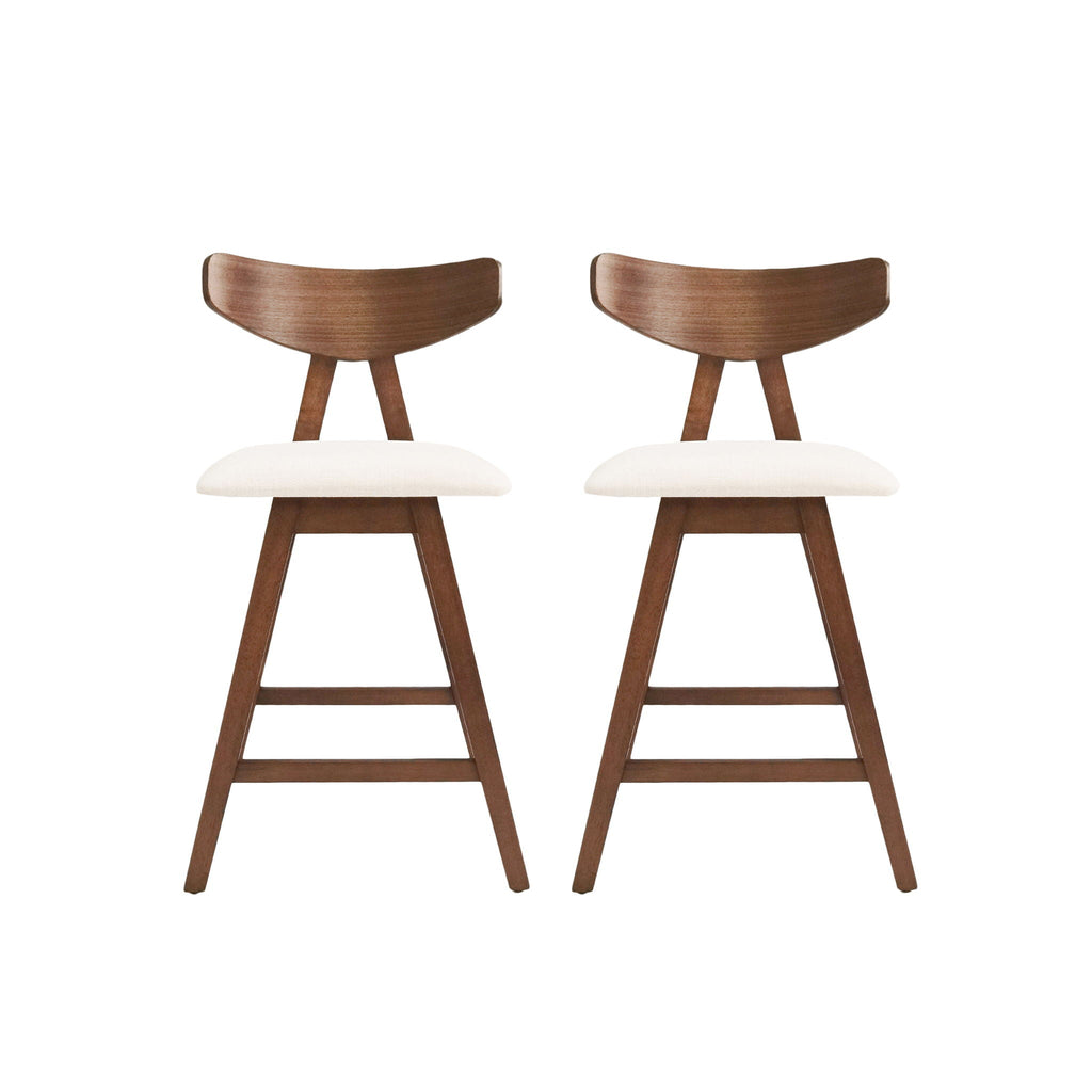 Mid Century Modern Counter Stool With V Shape Frame And Upholstered Seating