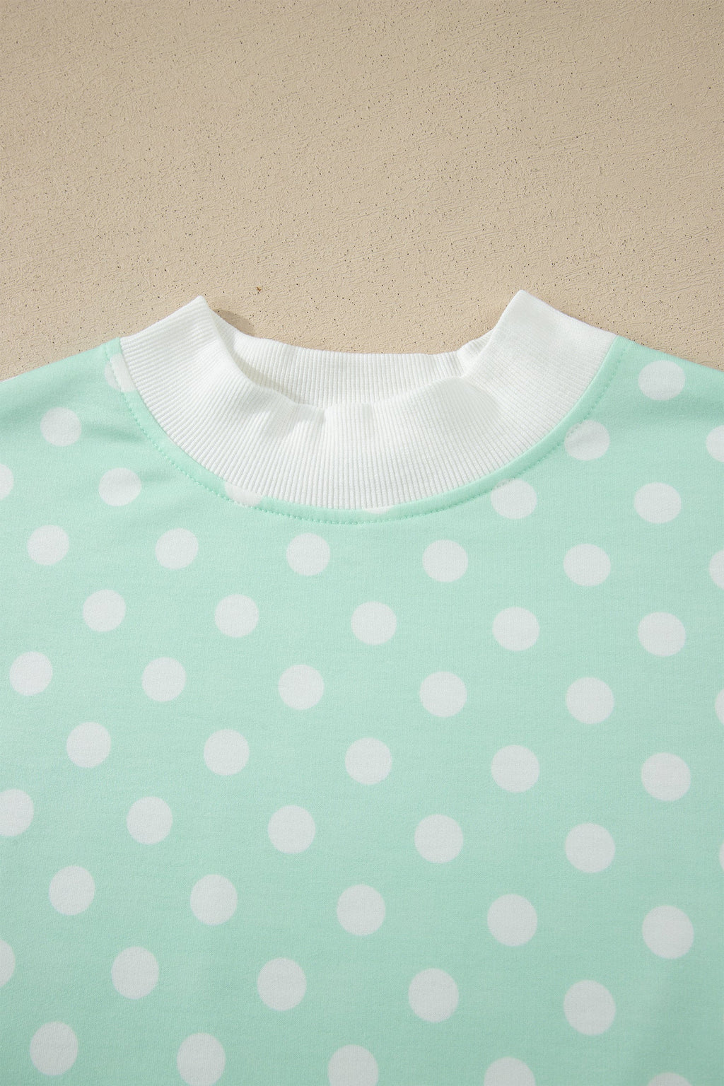 Polka Dot Colorblock Mock Neck & Shorts Set