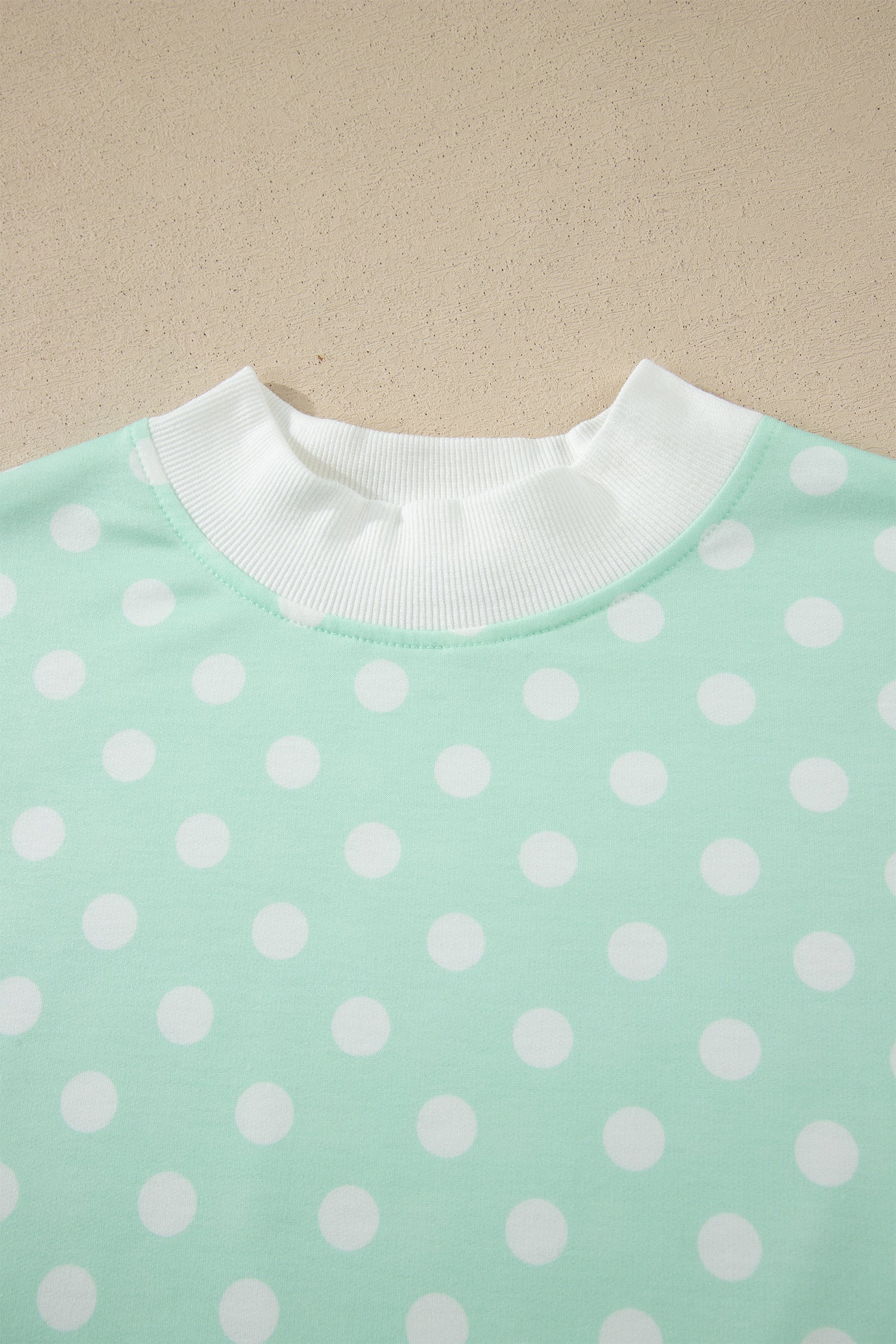 Polka Dot Colorblock Mock Neck & Shorts Set