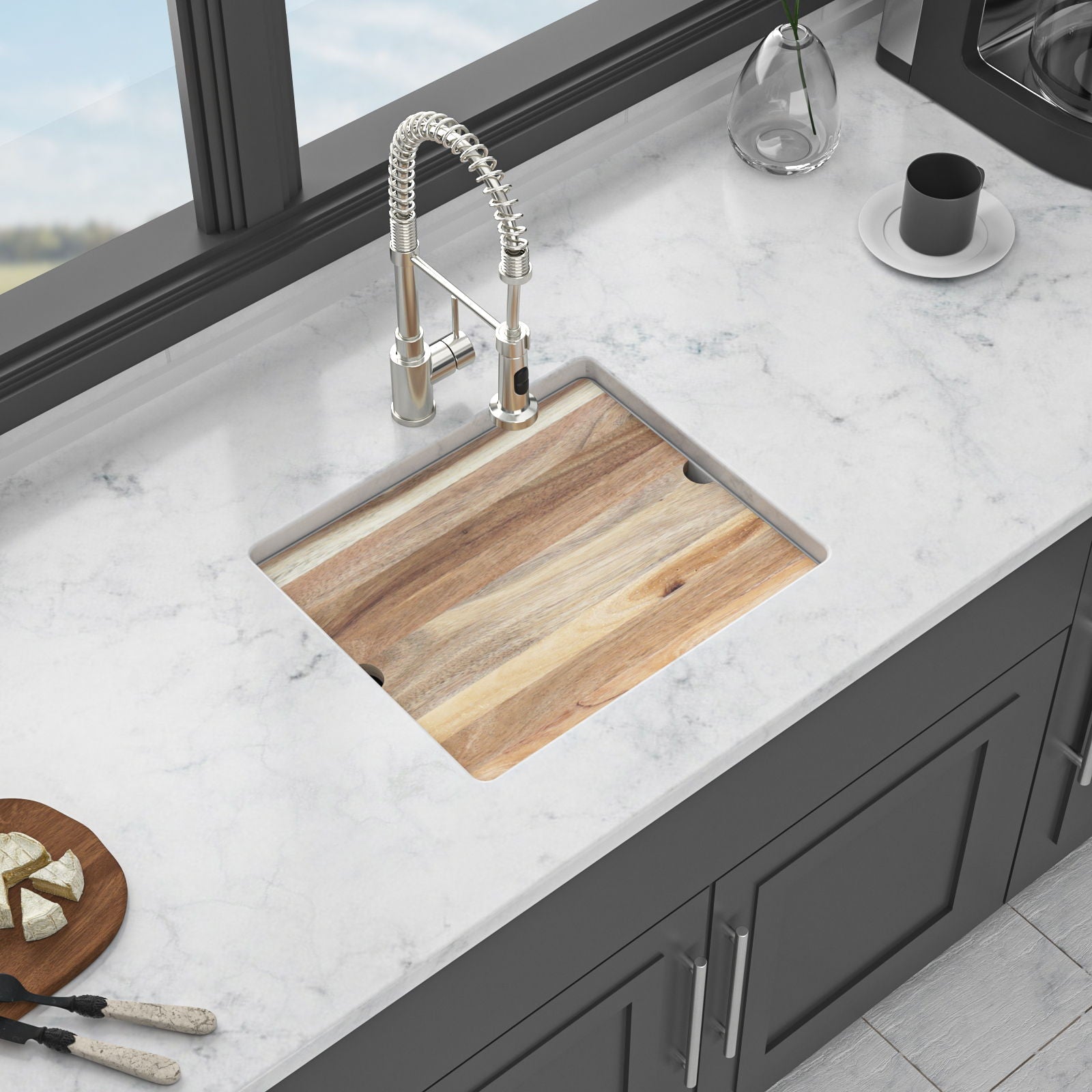 Quartz Composite Kitchen Sink With Workstation, Undermount