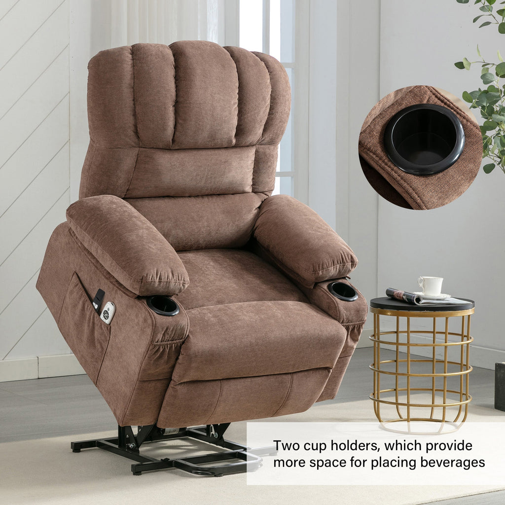 Power Electric massage lift lounge chair, suitable for the elderly, with heating and vibration functions, with USB, can be used for lying down. BROWN