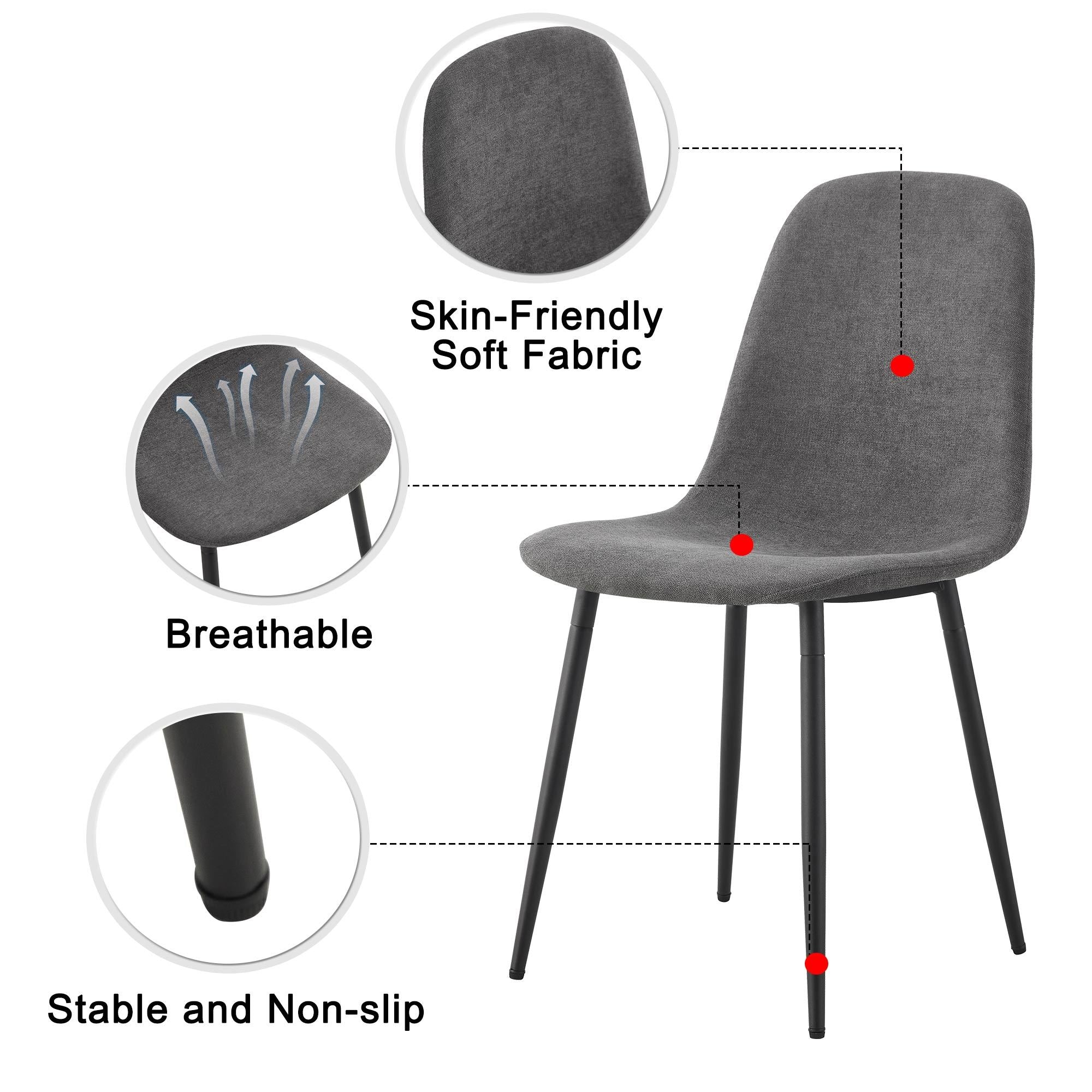 A set of 4 modern medieval style restaurant cushioned side chairs, equipped with soft cushions and black metal legs, suitable for kitchens, lounges, and farmhouses. B0501A