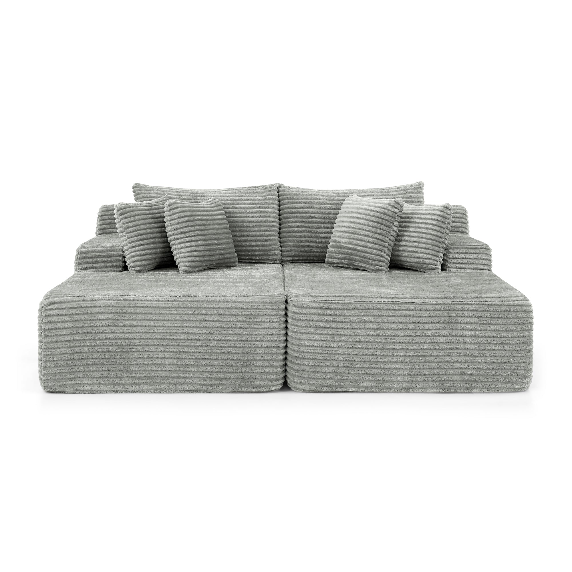 Two-seater lazy sofa lounge chair,Compressed sofa no assembly required, made of velvet fabric, fluffy modern lounge chair, used for indoor living rooms and bedrooms-Gray