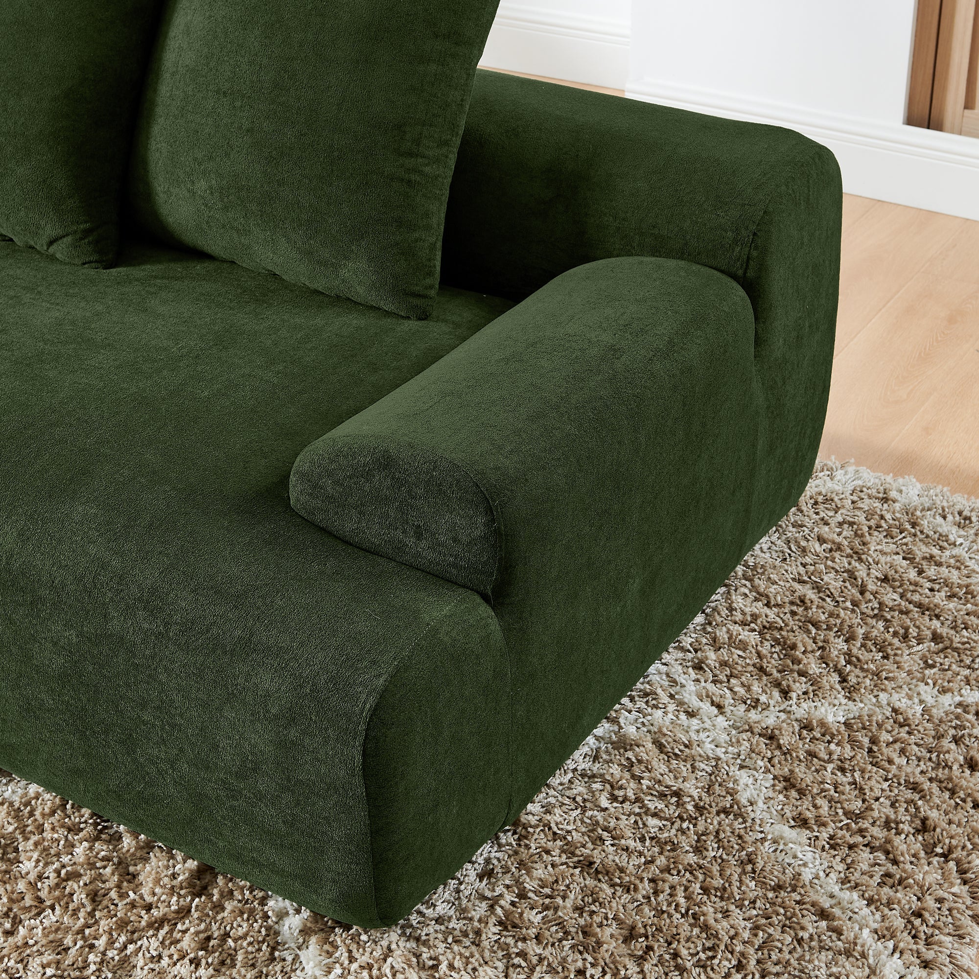 110.25x67'' Modern Upholstered L-Shape Sectional Sofa Couch, Modular Compressed Sofa with Free Combination for Living Room Bedroom, Melange Velvet, Green