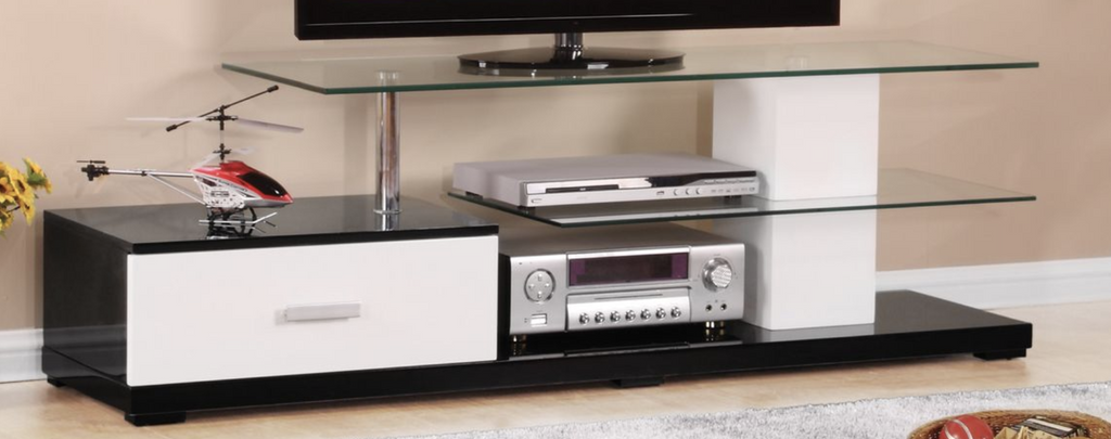 Ivana White & Black Finish TV Stand