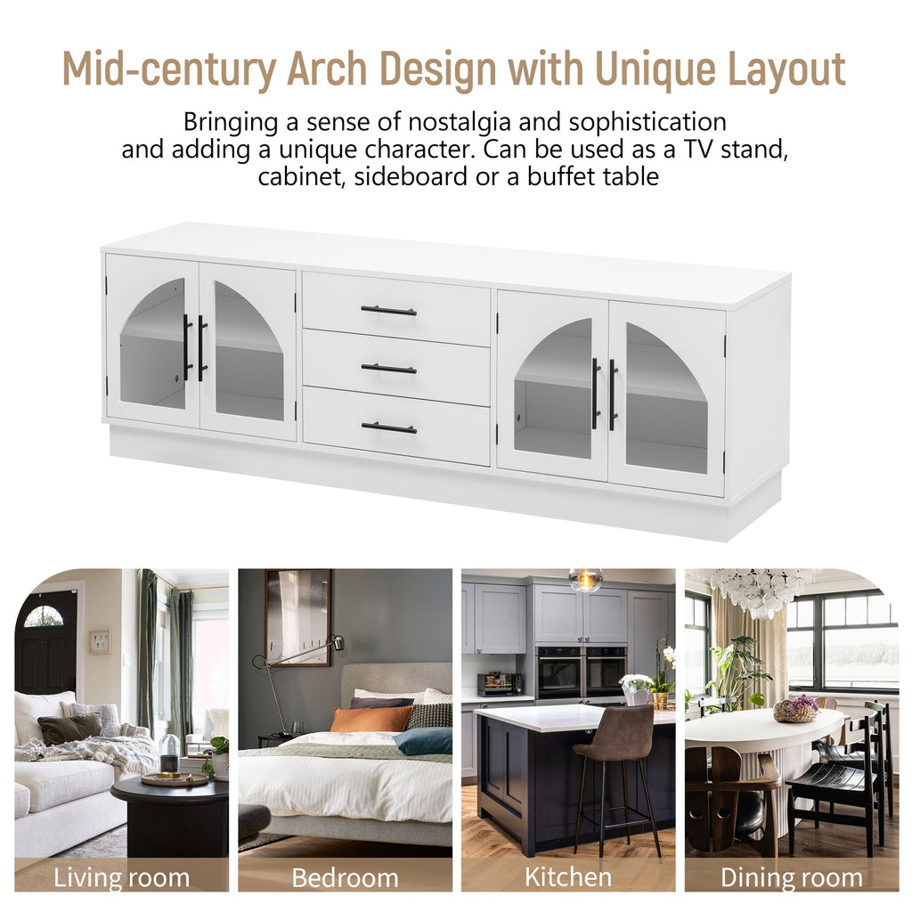U-Can 68.9'' Modern Minimalist TV Stand for TVs up to 75 Inches, Entertainment Center Media Console Cabinet with Adjustable Shelves for Living room