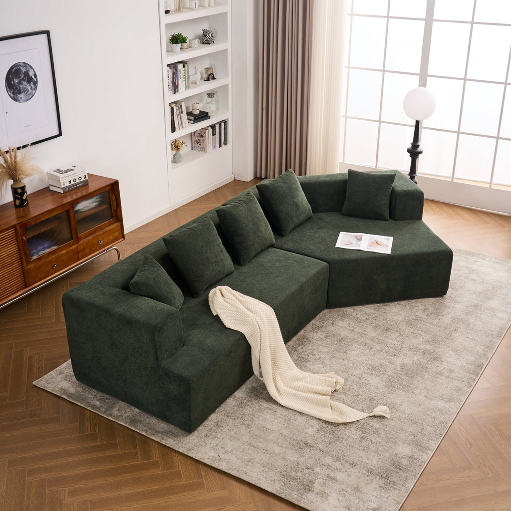 Memory Foam Couch, No Installation & Easy to Transport, Deep Seat Modern Sofa with Chenille Fabric, Couch for Living Room, Bedroom, Apartment, Home Office