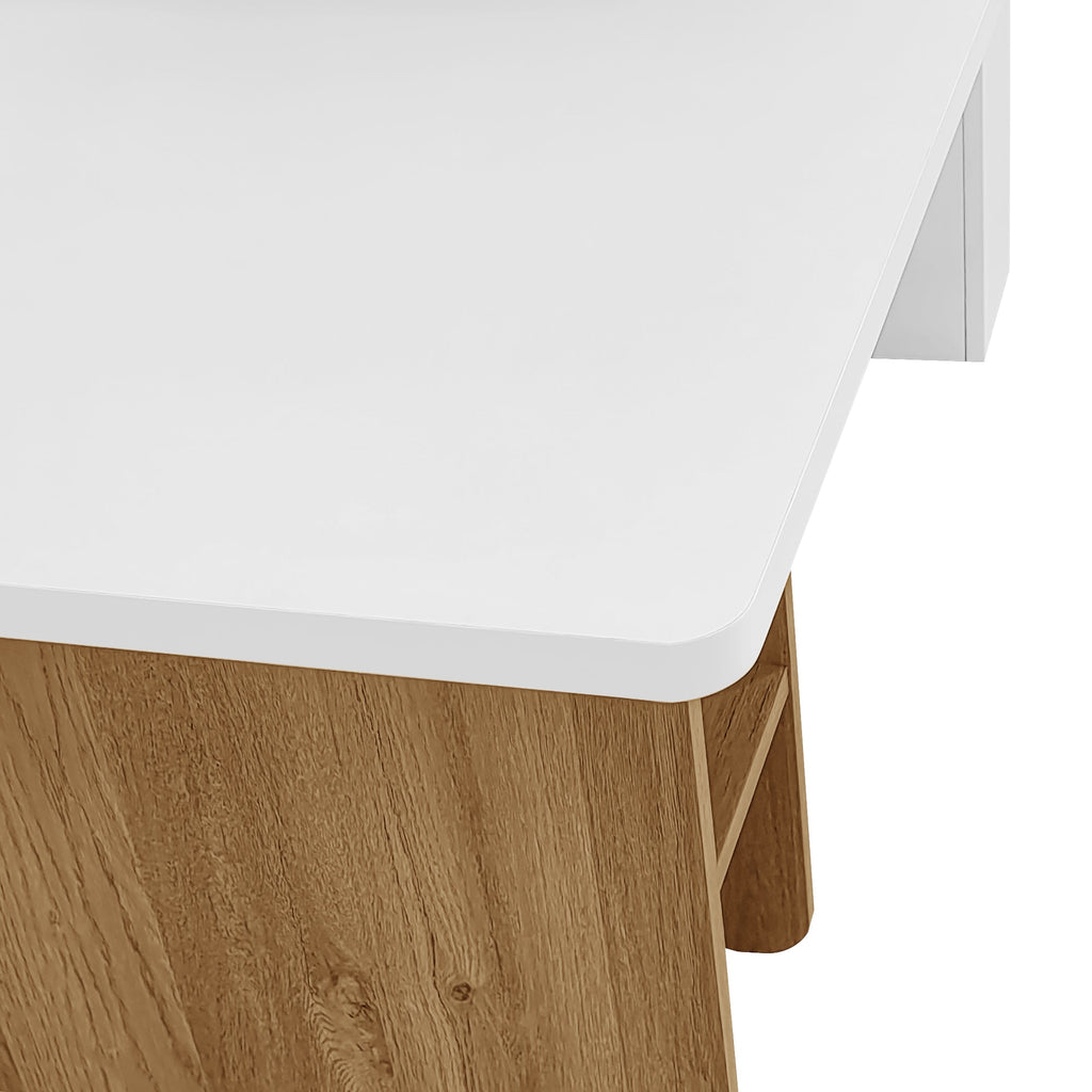 U-Can Set of 2 Nesting Coffee Tables Farmhouse,Rectangle Coffee Table Living Room,Wood Finish Coffee Table Set, Small Coffee Tables, Sofa Side Table for Living Room