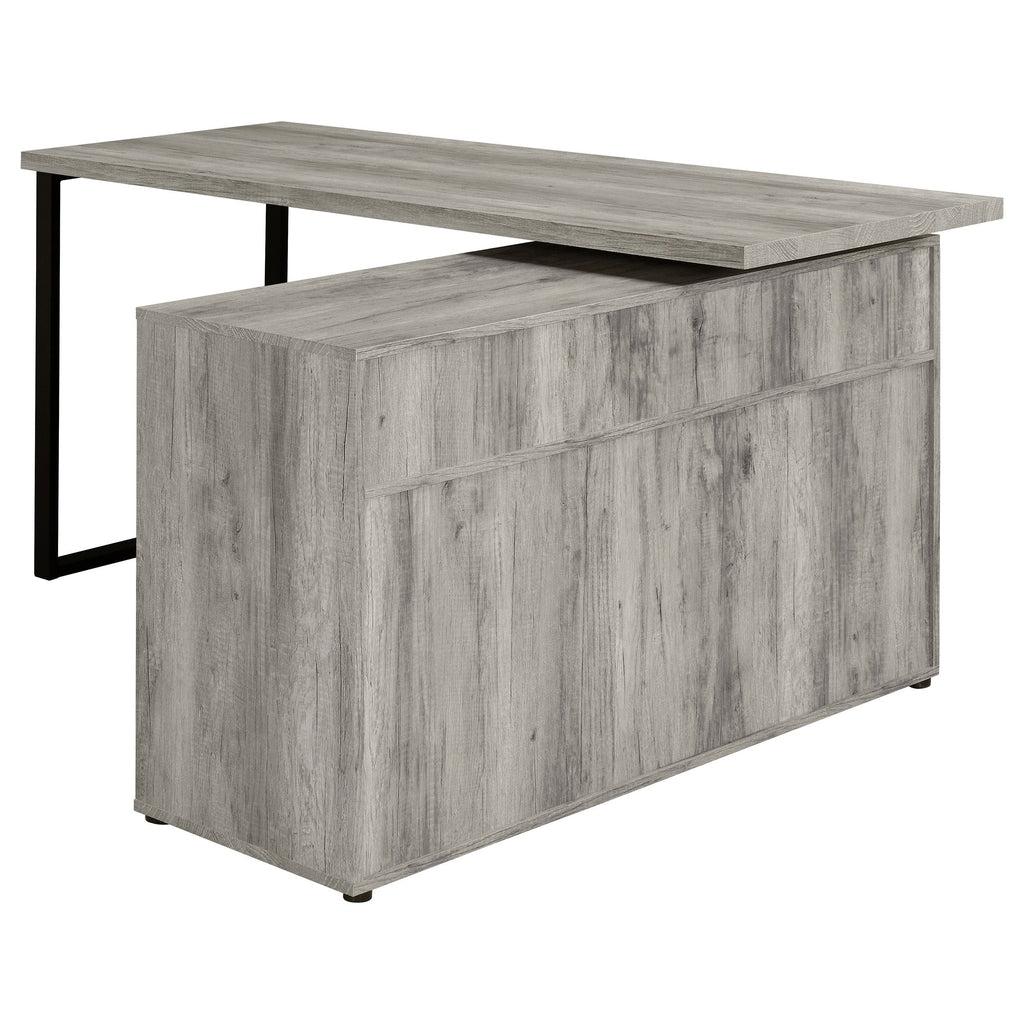 Corrado Grey Driftwood L-shape Office Desk with Storage