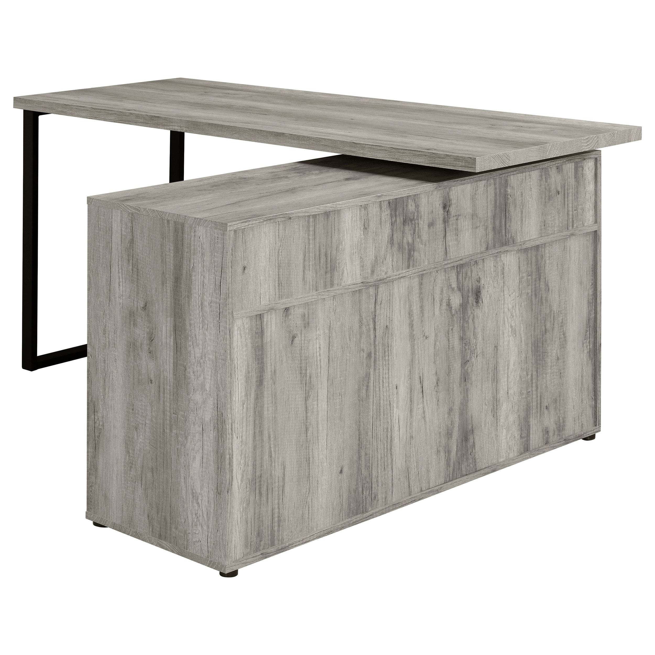 Corrado Grey Driftwood L-shape Office Desk with Storage