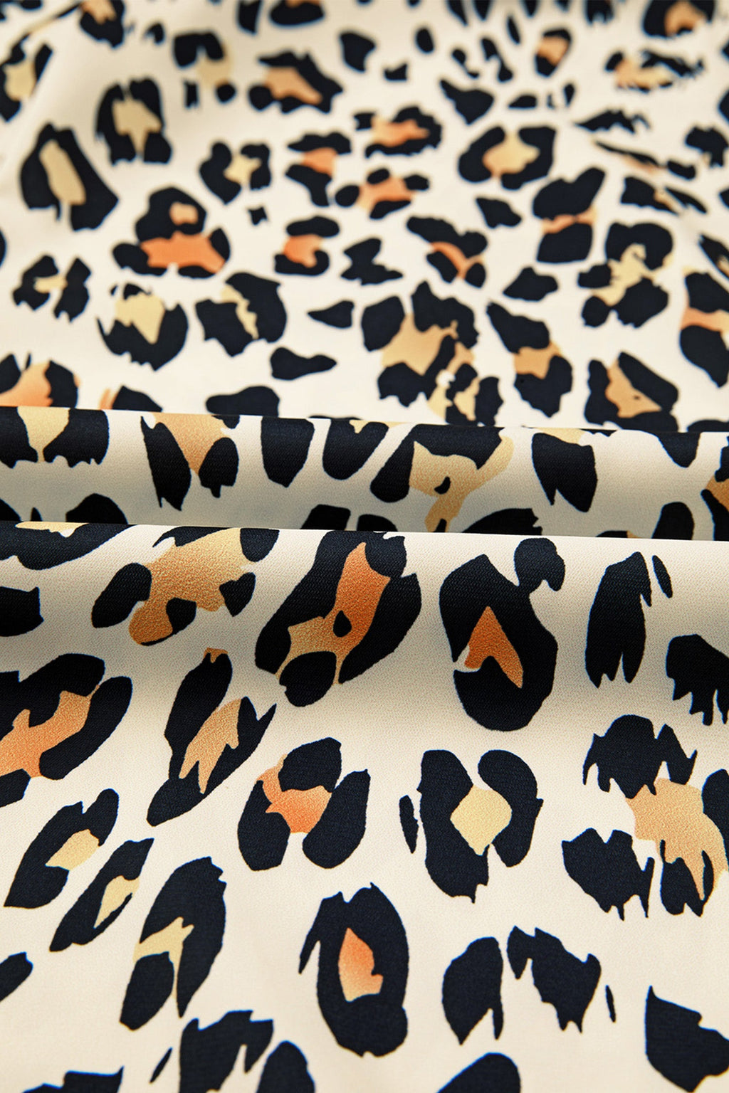Leopard Colorblock Contrast V-Neck Short Sleeve Blouse