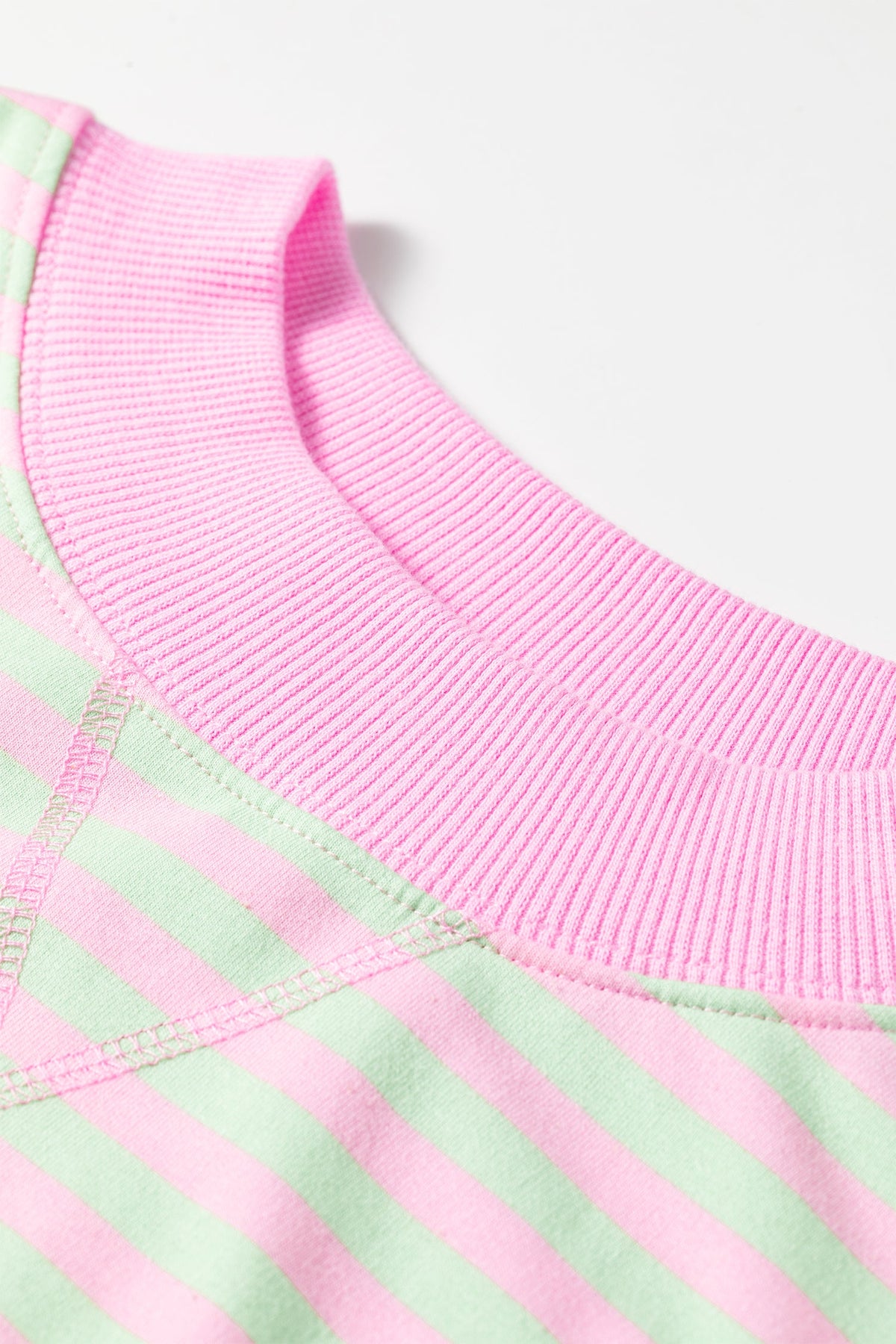 Stripe Contrast Trim Mock Neck Sweatshirt