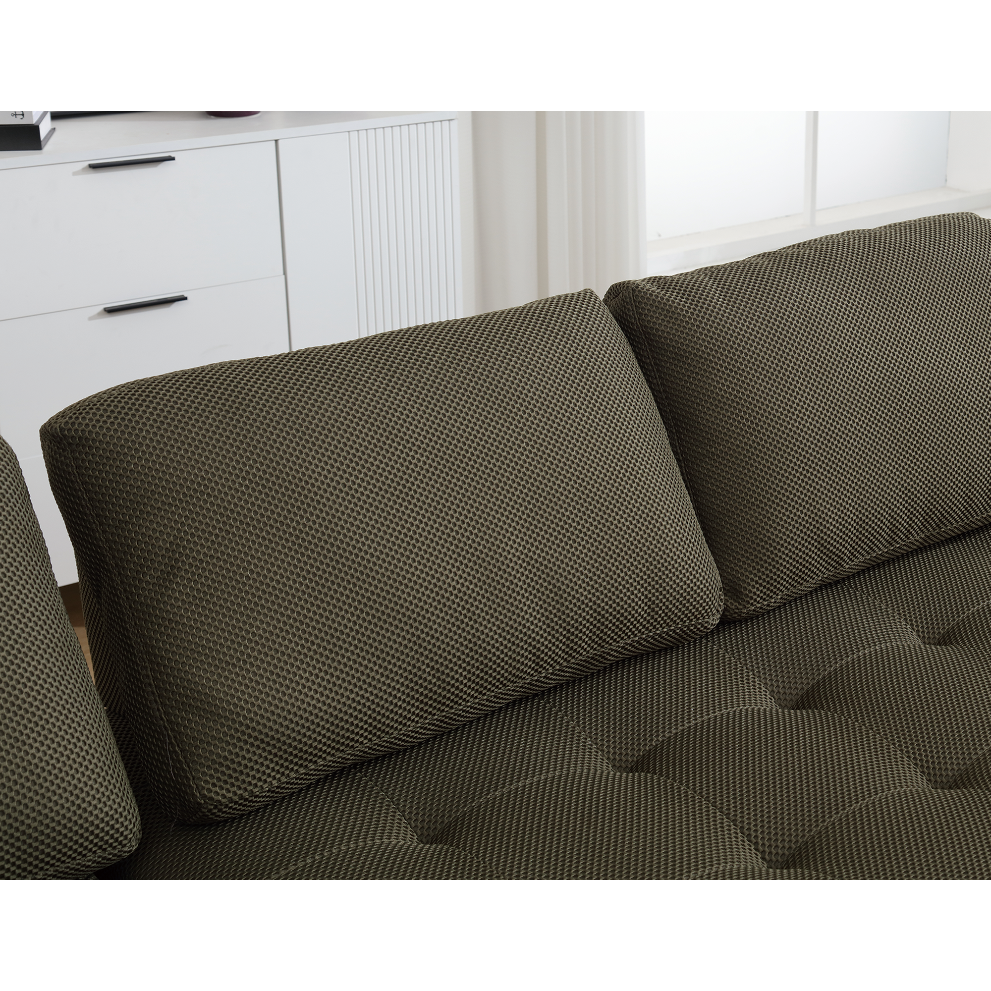 [NEW ARRIVED] [VIDEO PROVIDED]138.5 'Modular Combination Sofa, U-shaped Sofa, Living Room, Apartment, Upholstered ,6-seat Sofa, Free Combination Sofa (Mesh Fabric), Breathable Fabric,Green