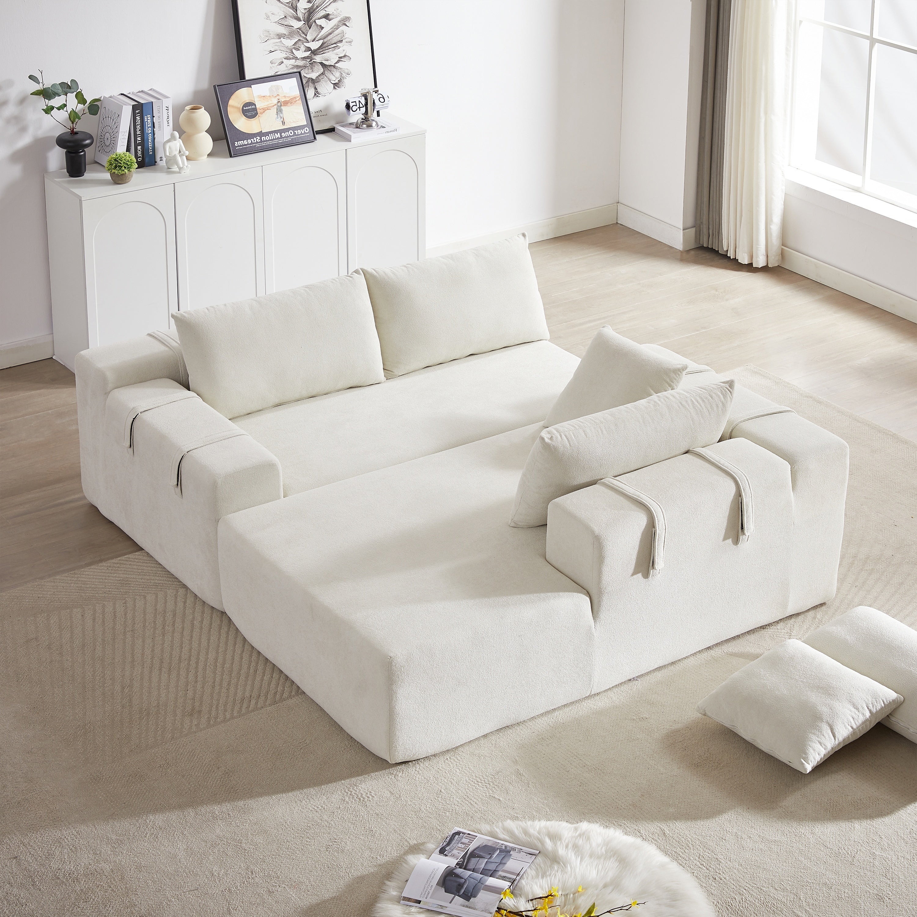 Modern Chenille Upholstered Sectional Sofa Couch Set,Modular 108' L Shaped Sectional Living Room Sofa Set With 6 Pillows,Free Combination Sofa Couch for Living Room,Bedroom