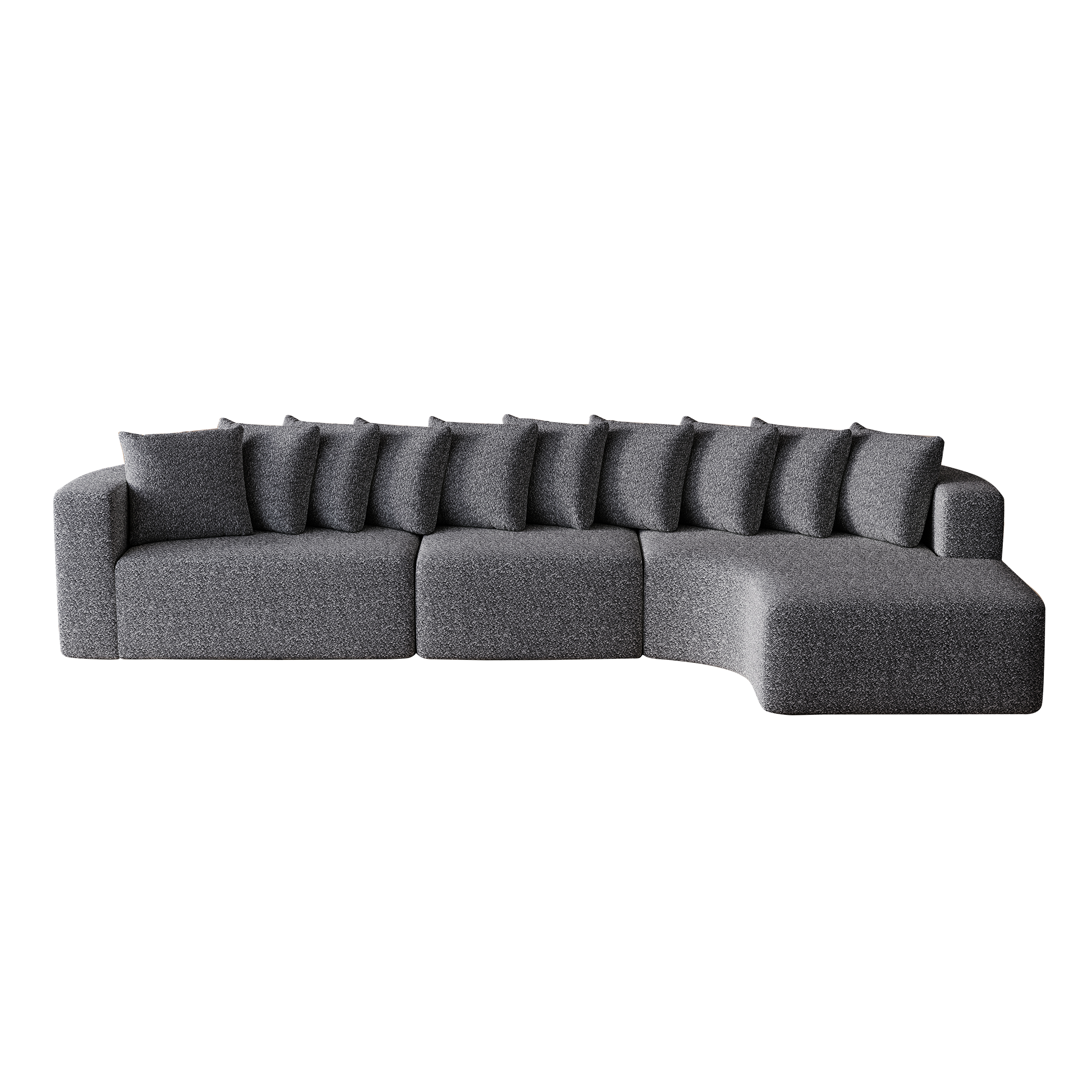 131.1-inch Chenille Sectional Sofa Set, Modern Cloud-Shaped Curved Sofa, Includes 10 Pillows, Living Room Fabric Corner Sofa, L-Shaped Modular Sofa (Right Chaise)