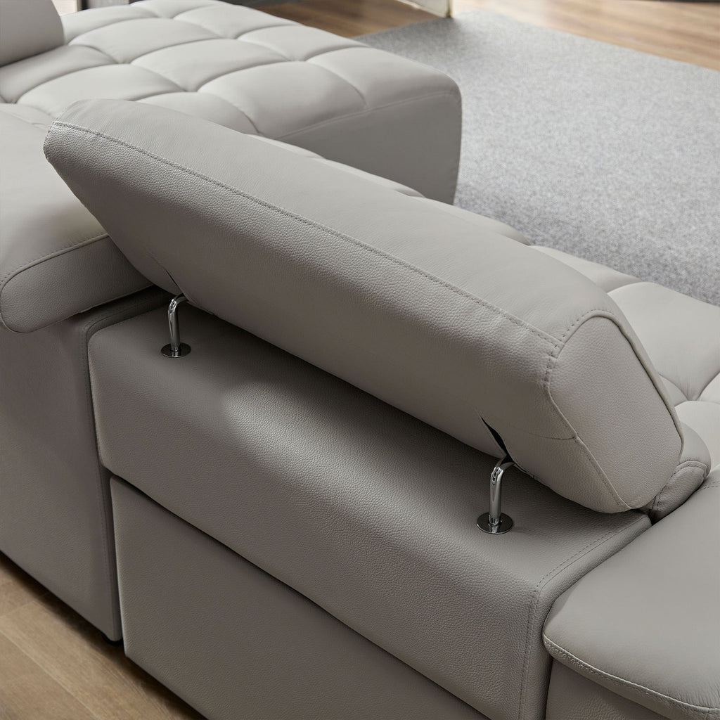 Wall-Hugger Reclining Sofa Modern Electric Control Genuine Leather L Shaped Couch,Lounge Seat Theater Seating Furniture with USB Port, Sofa with Headrest & Footrest for Living Room,Apartment,Office