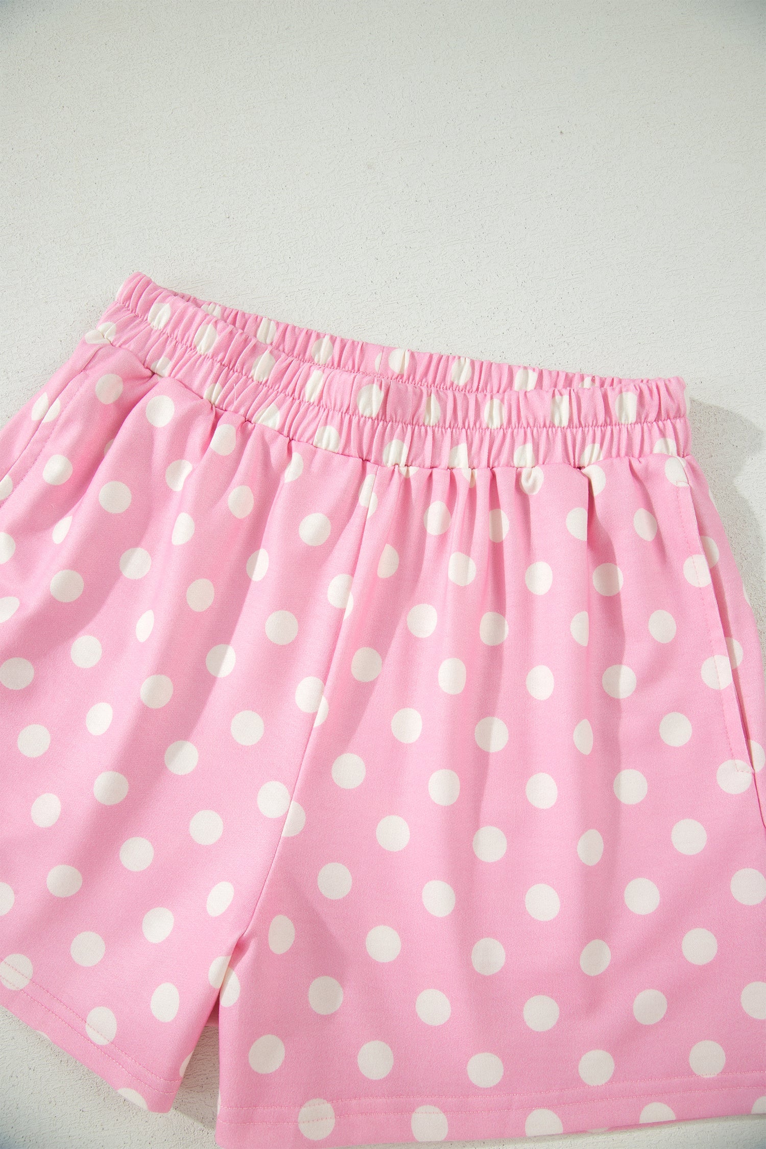 Polka Dot Colorblock Mock Neck & Shorts Set