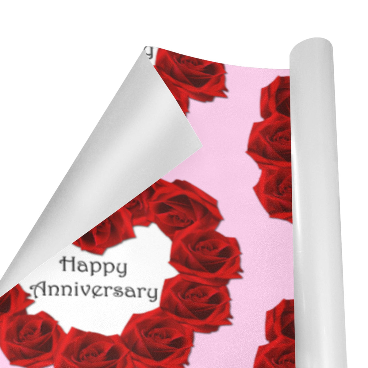 Happy Anniversary with Red Roses Custom Gift Wrapping Paper - 58"x 23" (Made in USA)
