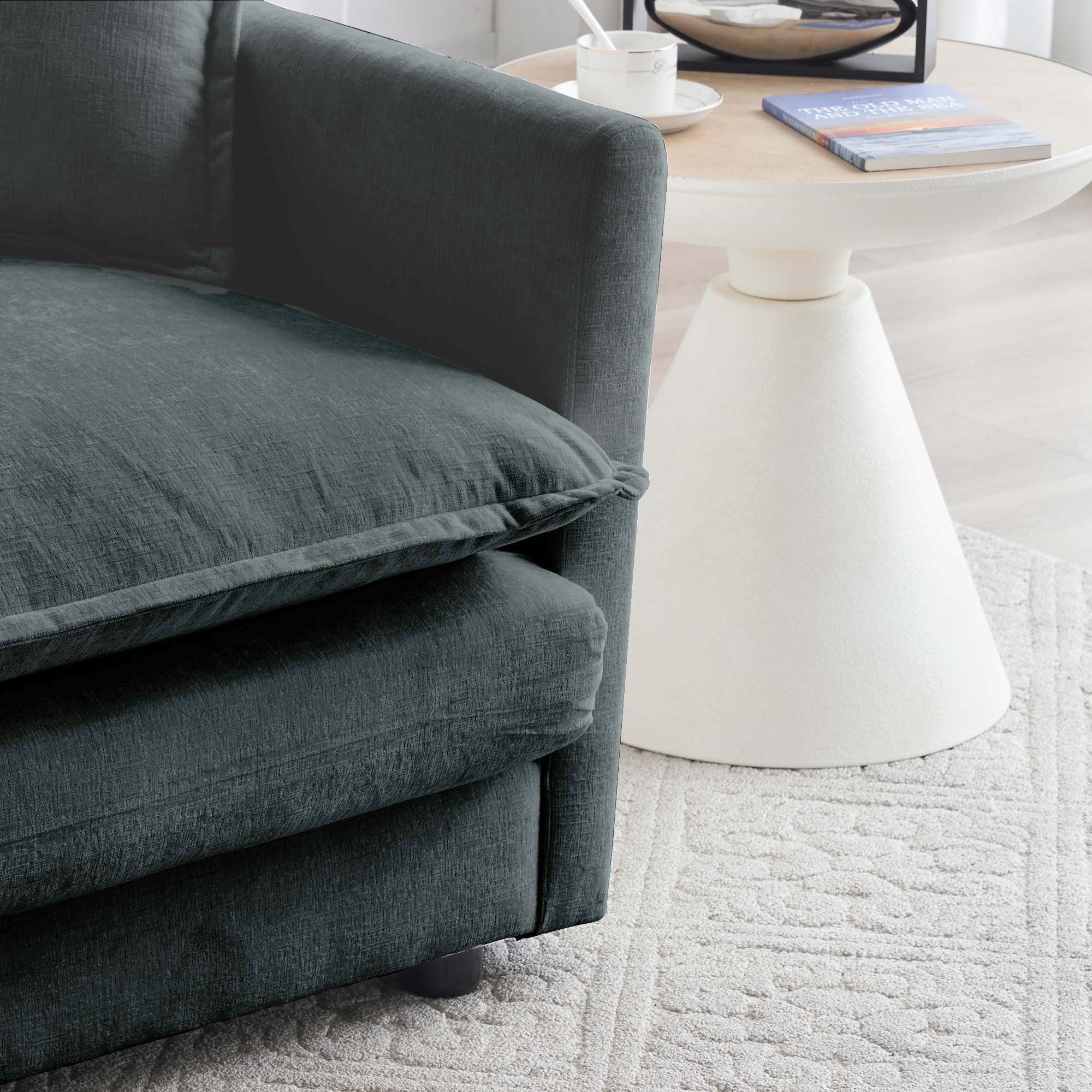 2 Seater Loveseat and Chair Set, 2 Piece Sofa & Chair Set, Loveseat and Accent Chair , 2-Piece Upholstered Chenille Sofa Living Room Couch Furniture(1+2 Seat ) ,Gray Chenille