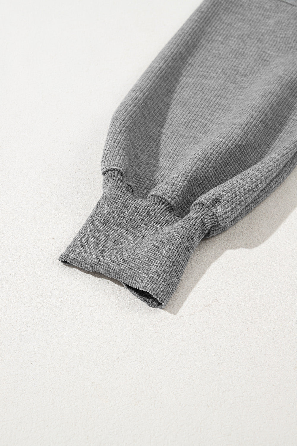 Waffle Knit Bishop Sleeve Side Split Top