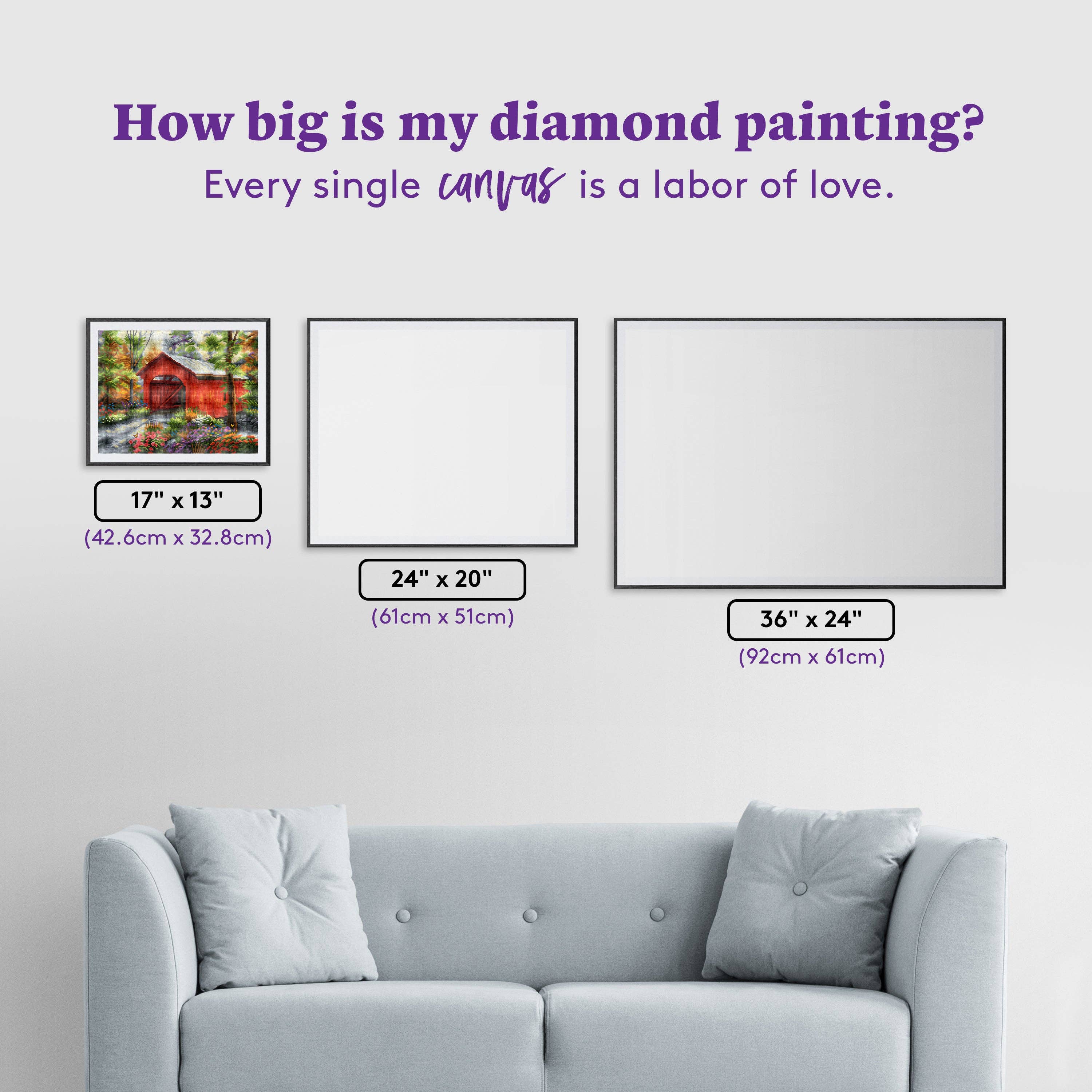 Diamond Art Club – Red Covered Bridge Diamond Painting (Round Drill, 17" x 13")