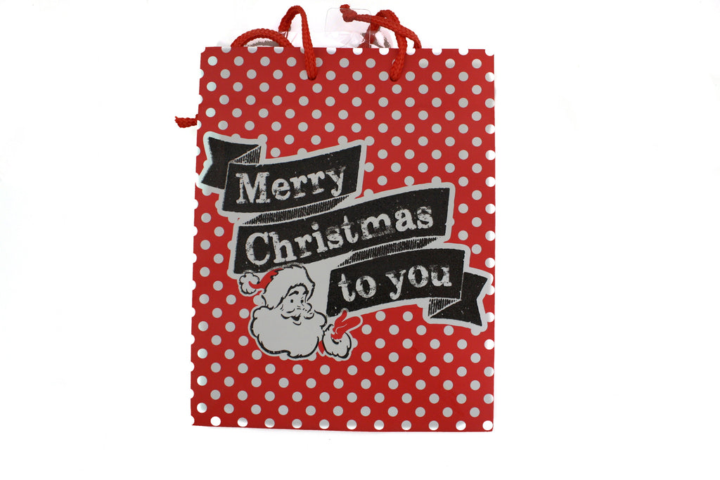 Contemporary Gift Bag With Tissue - Red Dots Medium