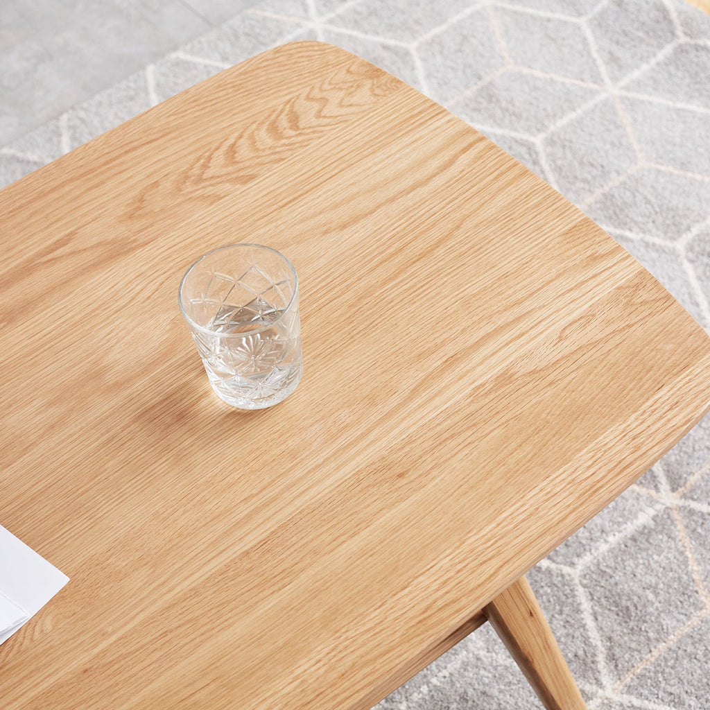 Natural Wood Center Table Low Table with Storage Shelf, Solid Wood Top, Easy to Assemble, 31.5''