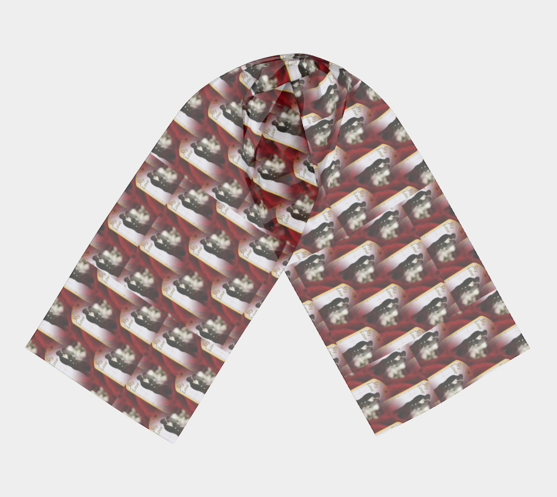 My Love Couple Embracing Red Pattern Long Scarf