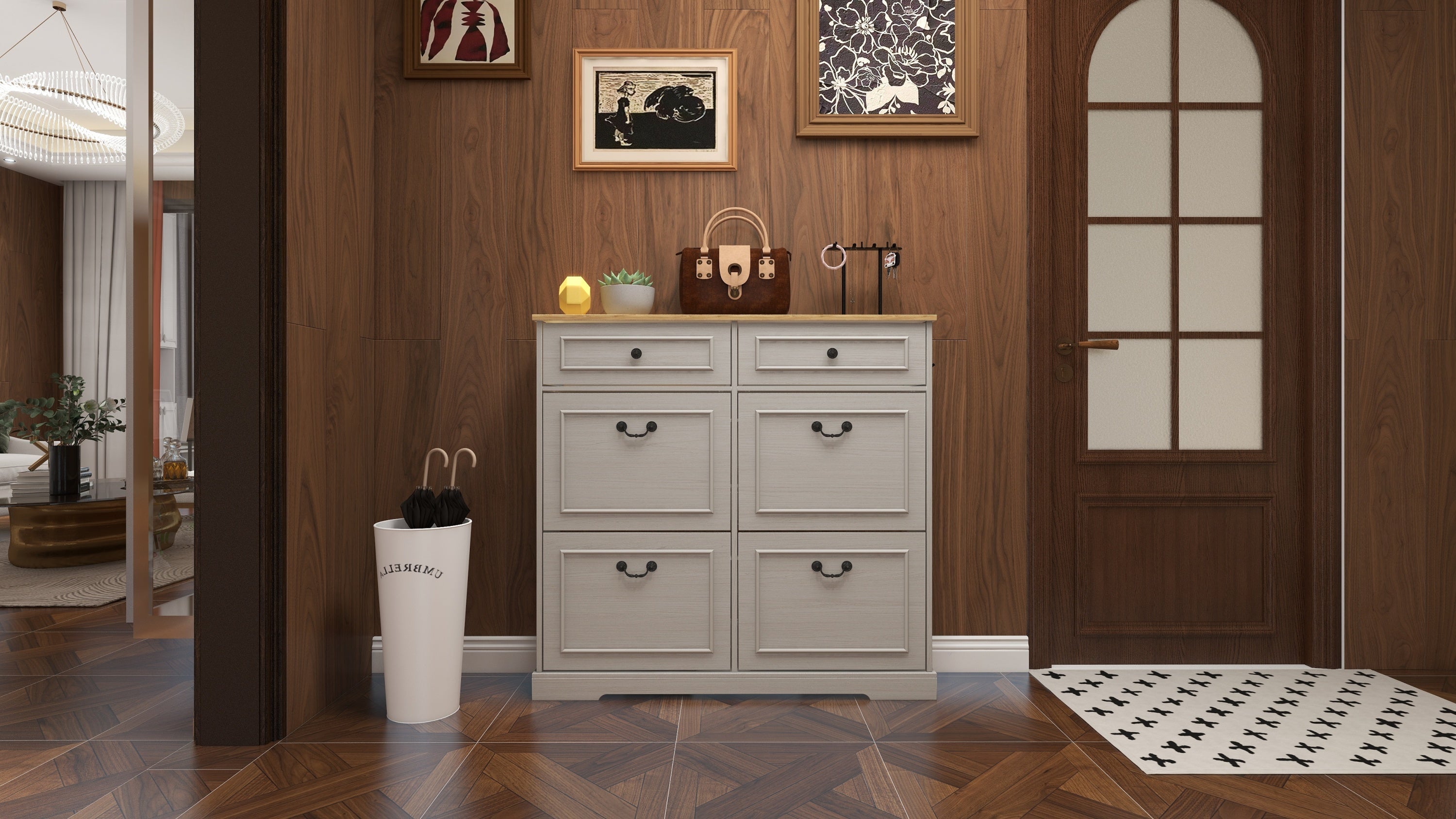 Shoe Storage Cabinet with 2 Drawers, 4 Flip Drawers, Freestanding Shoe Cabinet Organizer with Adjustable Shelf, Shoe Cabinet for Entryway, Foyer, Slim Shoe Cabinet-Antique White