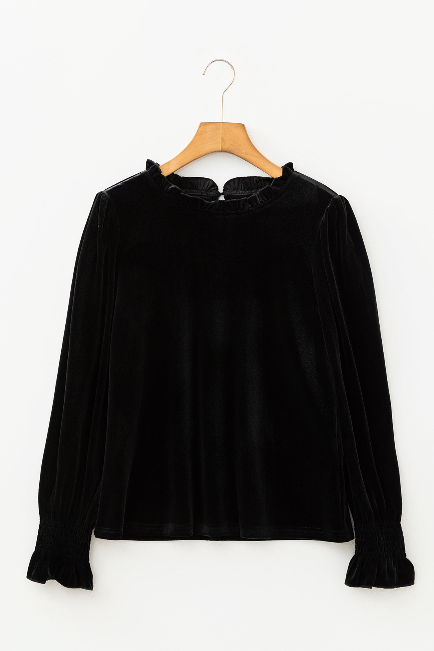 Frill Collar Smock Cuffs Puff Sleeve Blouse