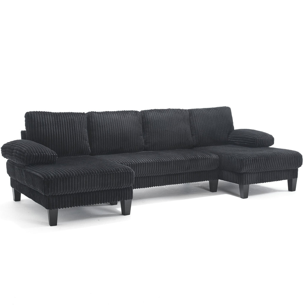 [VIDEO provided][New]U-Shaped Couch with Oversized Seat,4-Seat Sofa  with Double Chaise,Comfortable and spacious indoor furniture for Living Room,Apartment