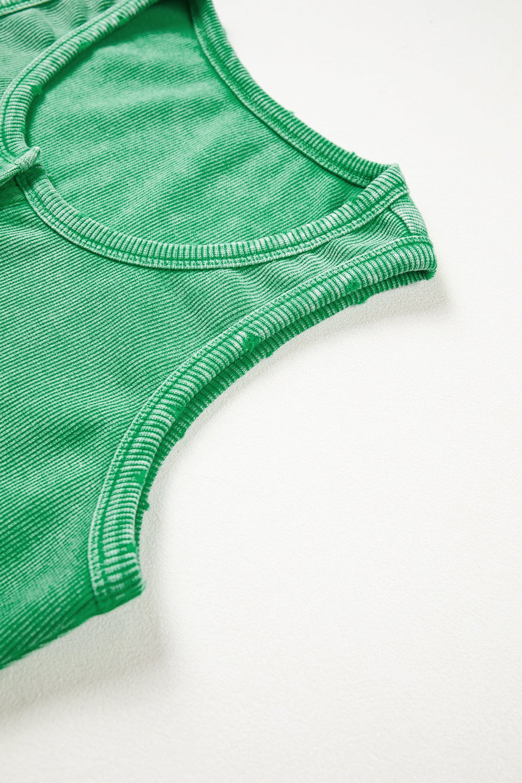 Solid Distressed Ribbed Mineral Wash Tank Top