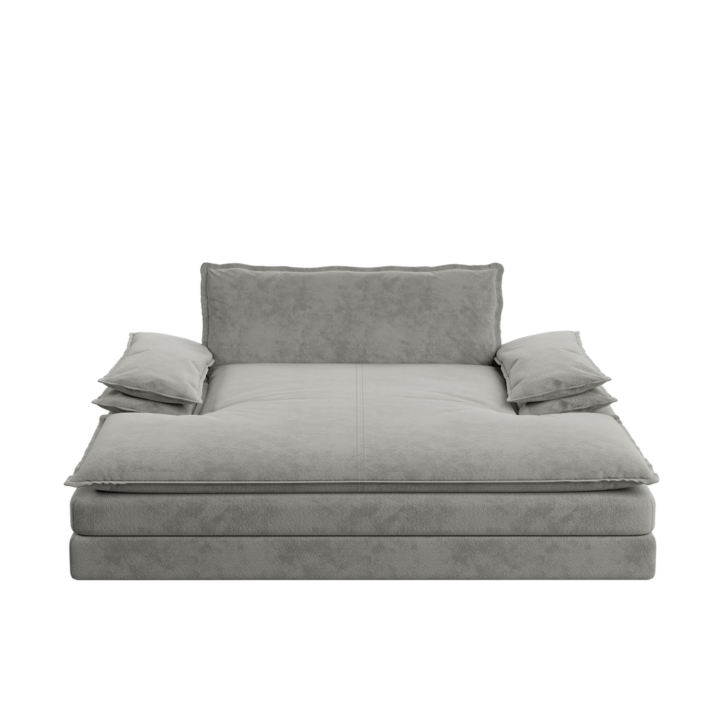 Modern Oversized Double Chaise Lounge Chair,Deep Seat Upholstered Reading Chair with Detachable Design,Chenille Lazy Sofa w/ Large Pillows & Wide Armrests,Suitable for Living Rooms, Apartments,Grey