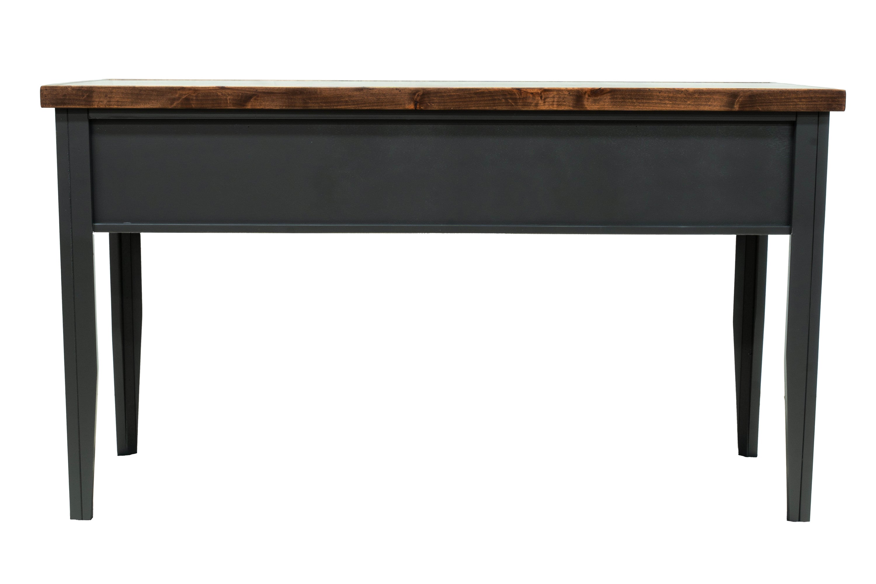 53 inch Writing Desk, No Assembly Required, Black and Whiskey Finish