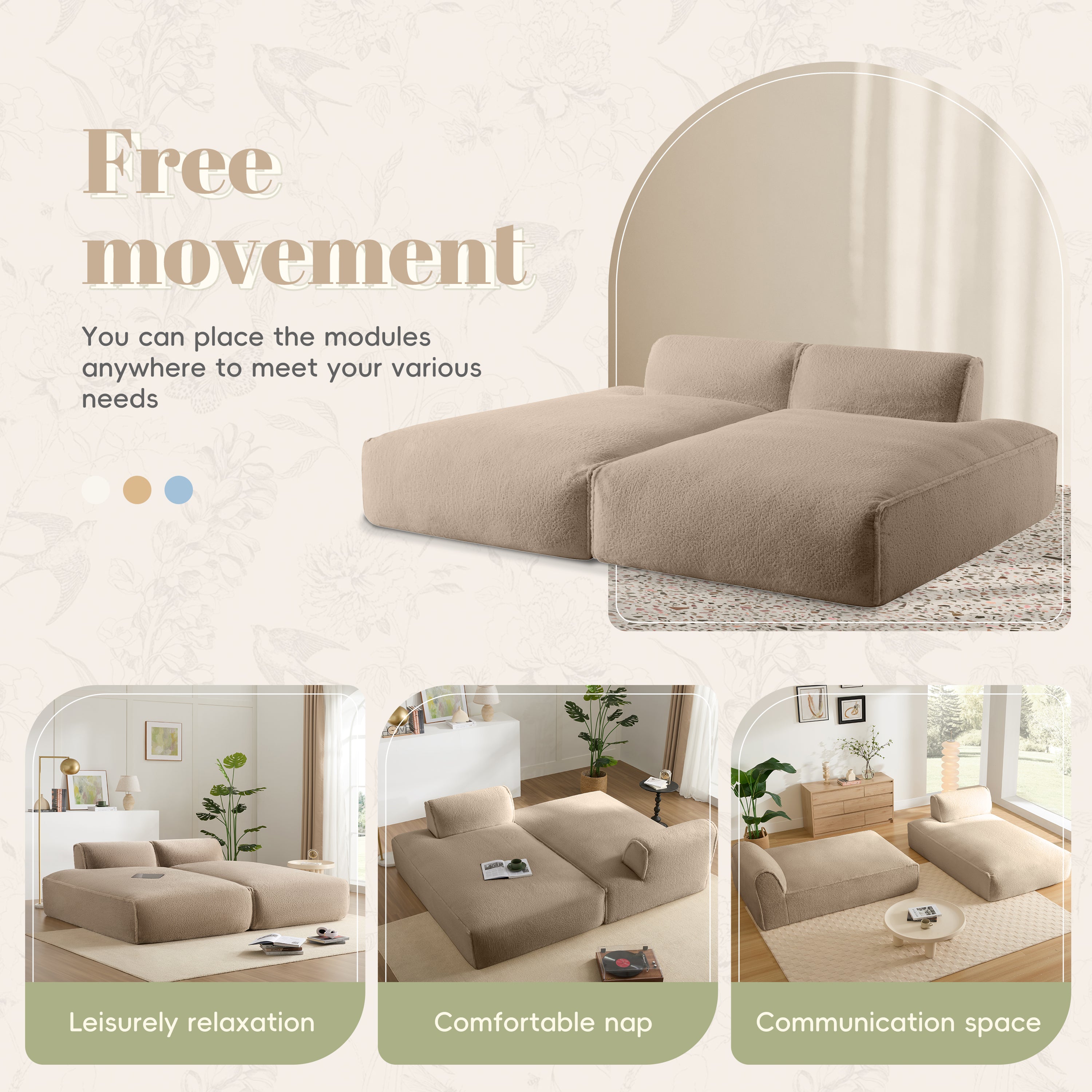 [VIDEO+NEW]90.0'Oversized Modular Sectional Sofa,Fully Compressed,Spacious Foam-Filled Sofa Bed for Living Room,elderly - friendly design,2 PC Free Combination,No Assembly Required,3 Colors